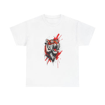 Ferocious Tiger Unisex Heavy Cotton Tee, Animal Lover Shirt, Graphic Tee, Wildlife Shirt, Gift for Her, Gift for Him