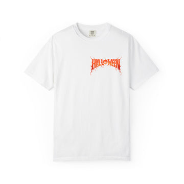Halloween Unisex Garment-Dyed T-Shirt, Pumpkin Tee, Spooky Apparel, Fall Festival Shirt, Trick-or-Treat Top, Halloween Costume