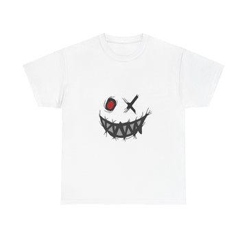 Playful Smile Unisex Heavy Cotton Tee - Perfect for Halloween, Gift for Friends, Casual Wear, Graphic Tee, Unique Style