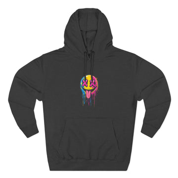 Colorful Drippy Smile Hoodie, Unisex Fleece Sweatshirt, Graphic Hoodie for Festivals, Streetwear, Casual Wear