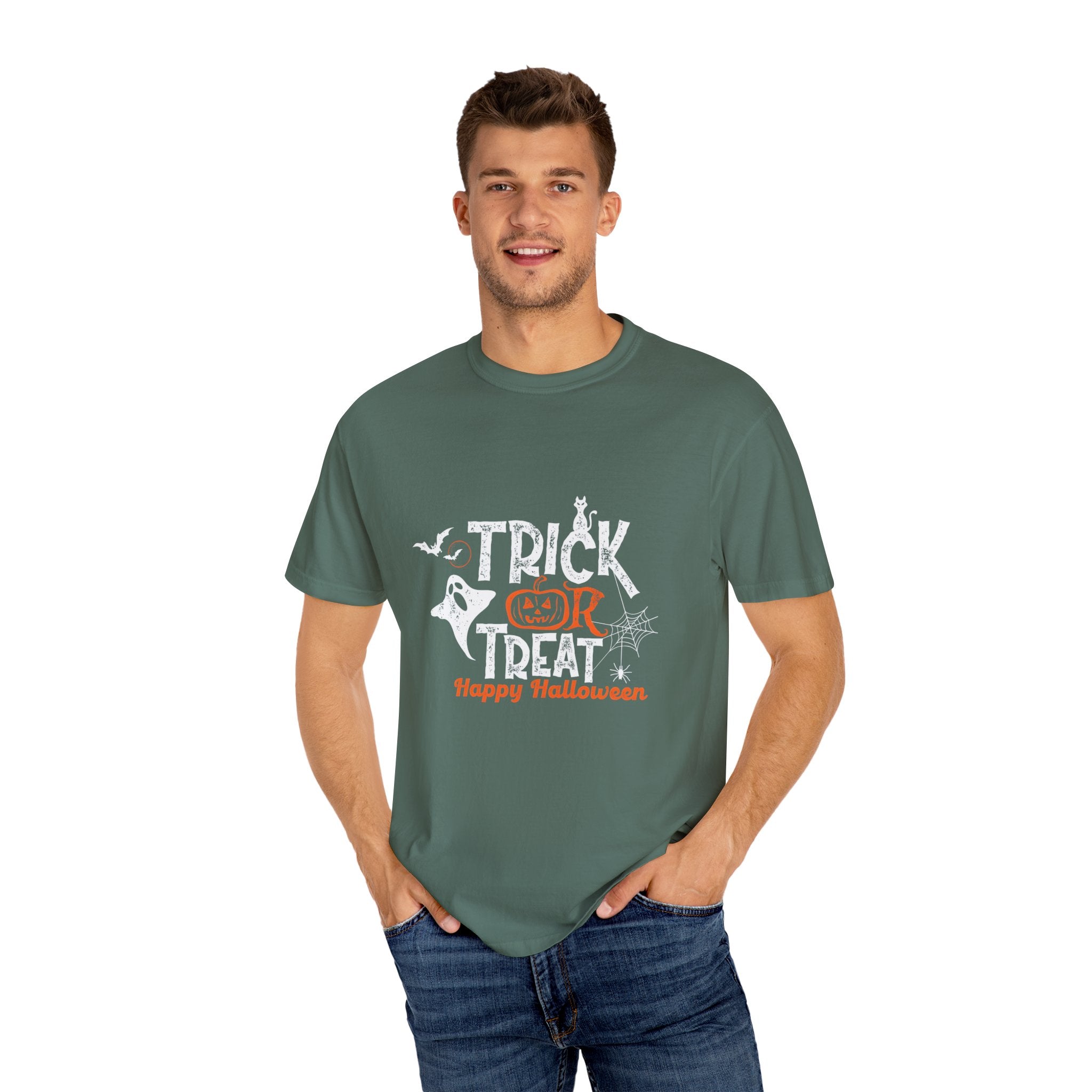 Halloween Trick or Treat T-Shirt, Spooky T-Shirt, Unisex Halloween Apparel, Funny Halloween Gift, October Party Shirt, Casual Halloween Wear