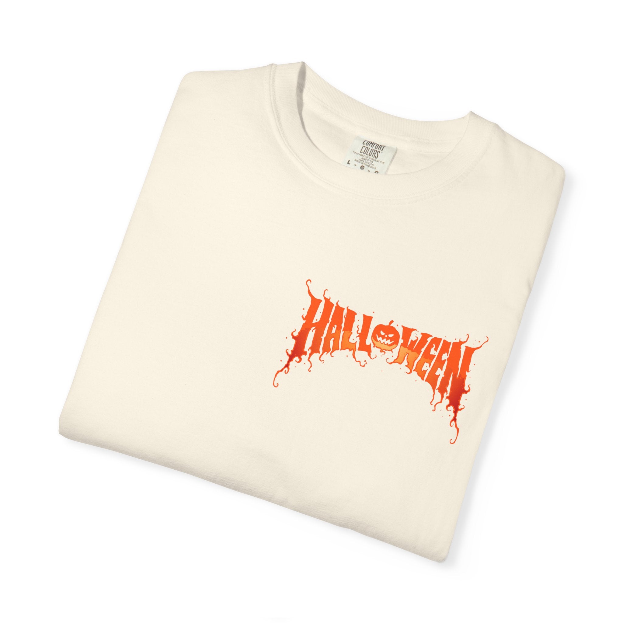 Halloween Unisex Garment-Dyed T-Shirt, Pumpkin Tee, Spooky Apparel, Fall Festival Shirt, Trick-or-Treat Top, Halloween Costume