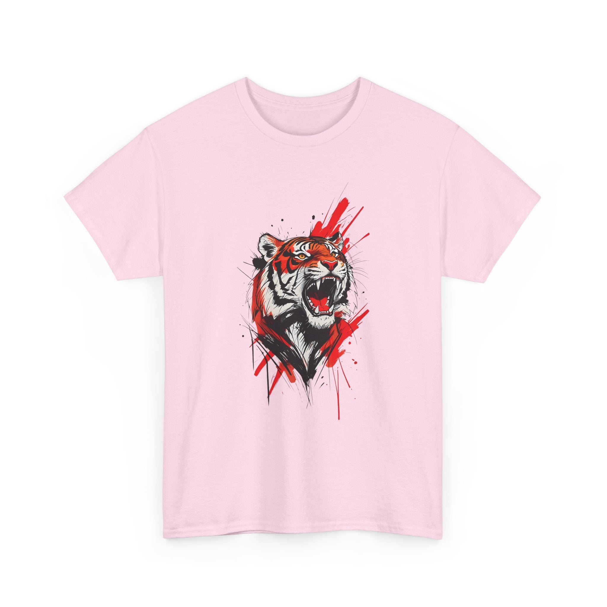 Ferocious Tiger Unisex Heavy Cotton Tee, Animal Lover Shirt, Graphic Tee, Wildlife Shirt, Gift for Her, Gift for Him