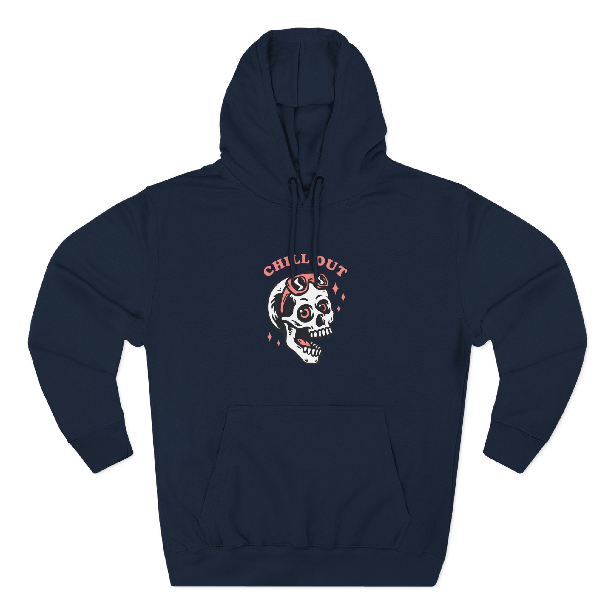 Chill Out Skull Fleece Hoodie for Comfort Lovers, Casual Streetwear, Unique Gift, Halloween Cozy Apparel, Scary Fun Clothing