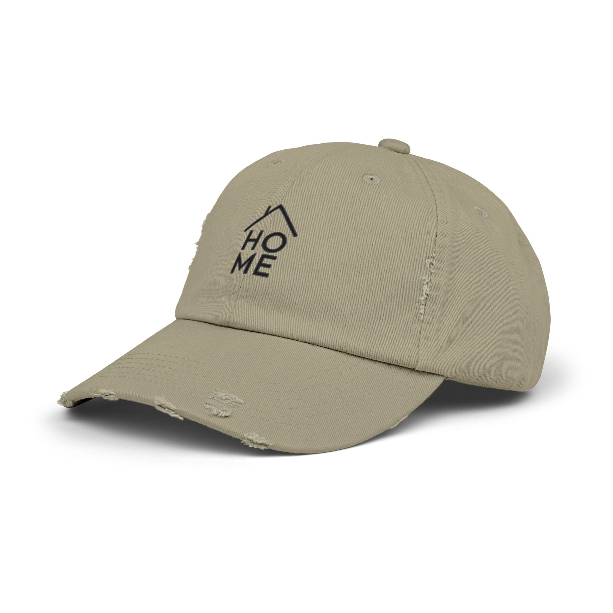 Distressed 'HOME' Baseball Cap – Minimal House Logo Dad Hat