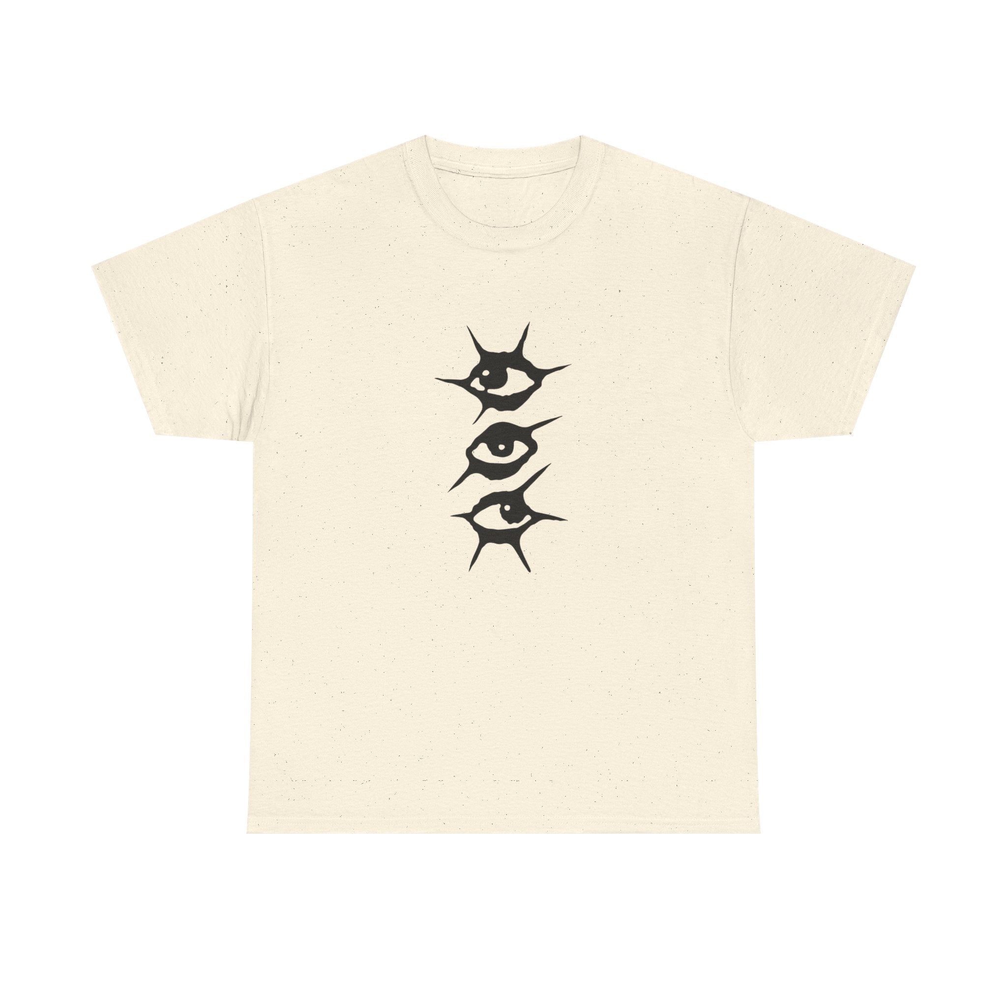 T-Shirt — Minimal Three Eyes Graphic Tee with 'Who Are You When Nobody's Watching?' Back Text