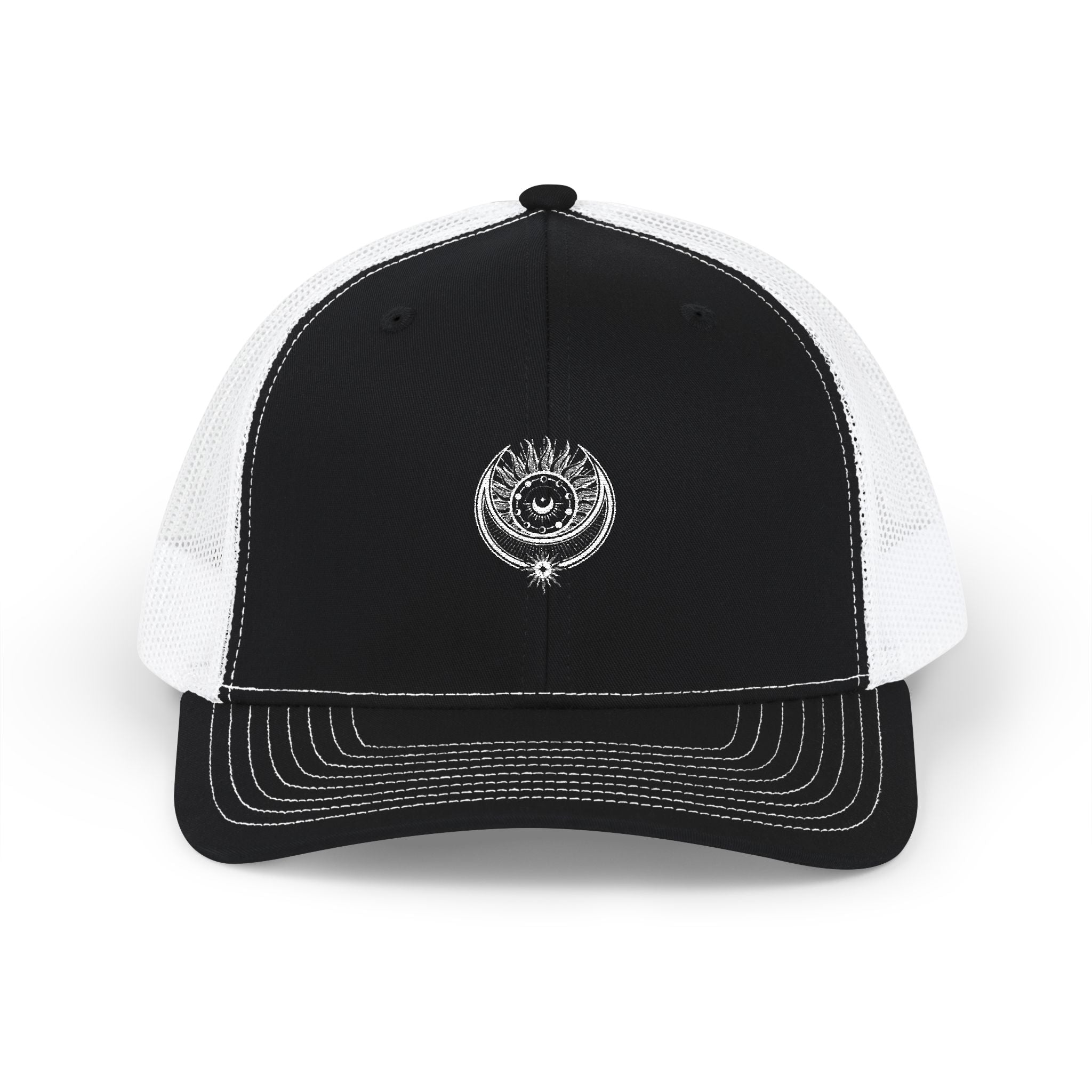 Trucker Cap — Embroidered Smiley Sun Logo Snapback