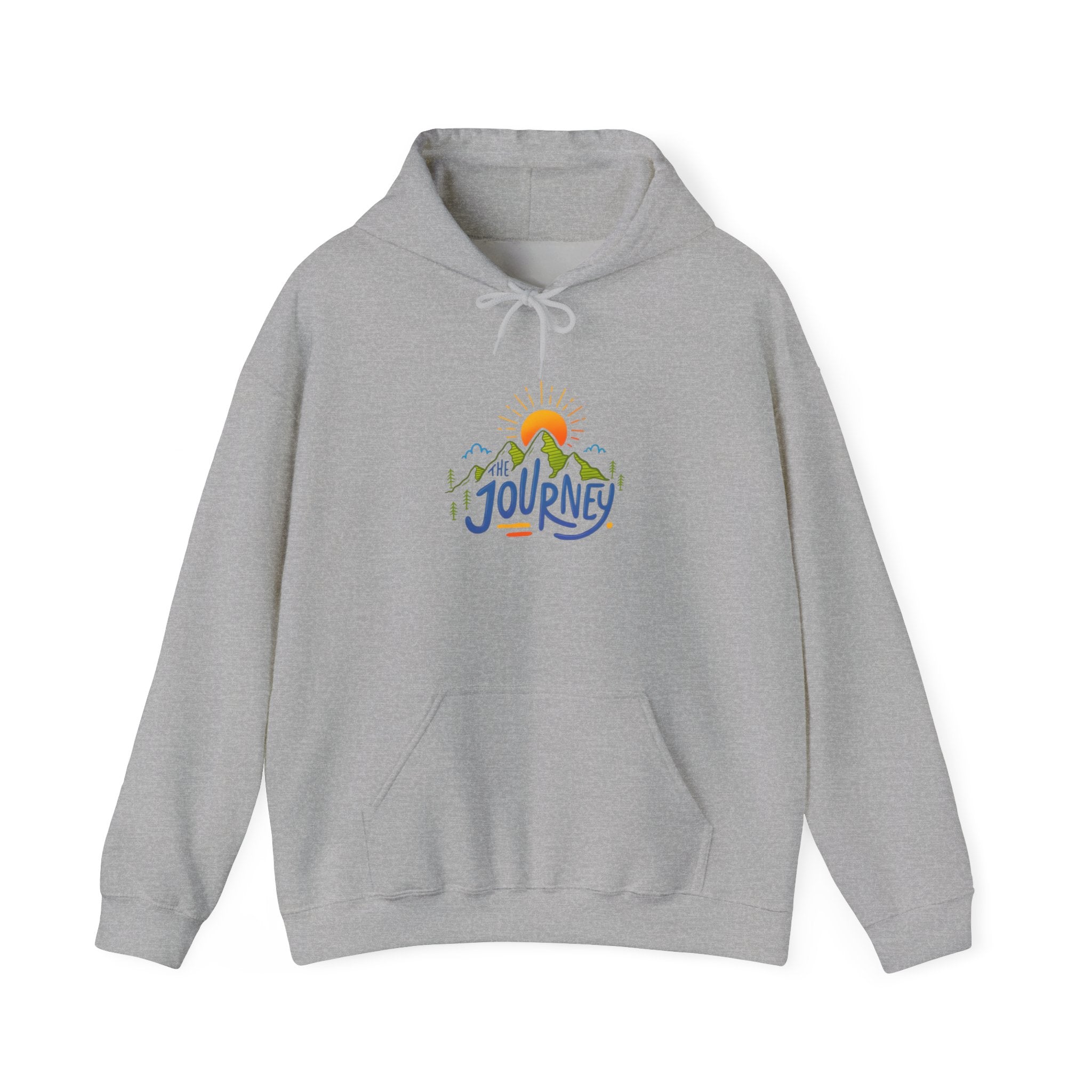 Journey Graphic Hoodie — Retro Sunset Mountain Adventure Sweatshirt