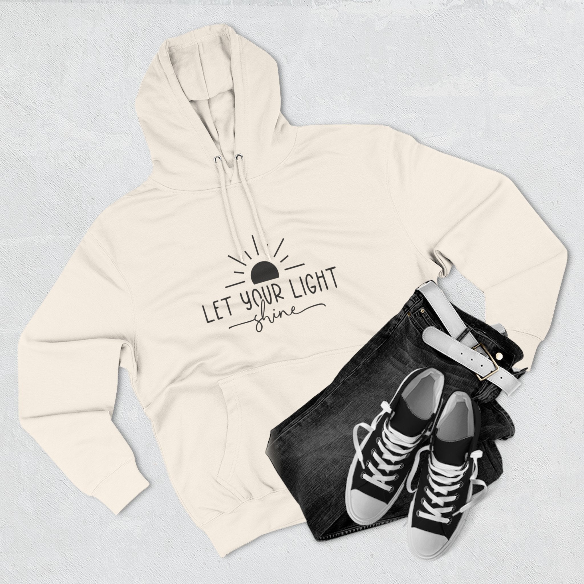 Inspirational Fleece Hoodie - Let Your Light Shine, Cozy Sweatshirt, Motivational Apparel, Perfect Gift for Friends, Self-Care, Fall Outfit
