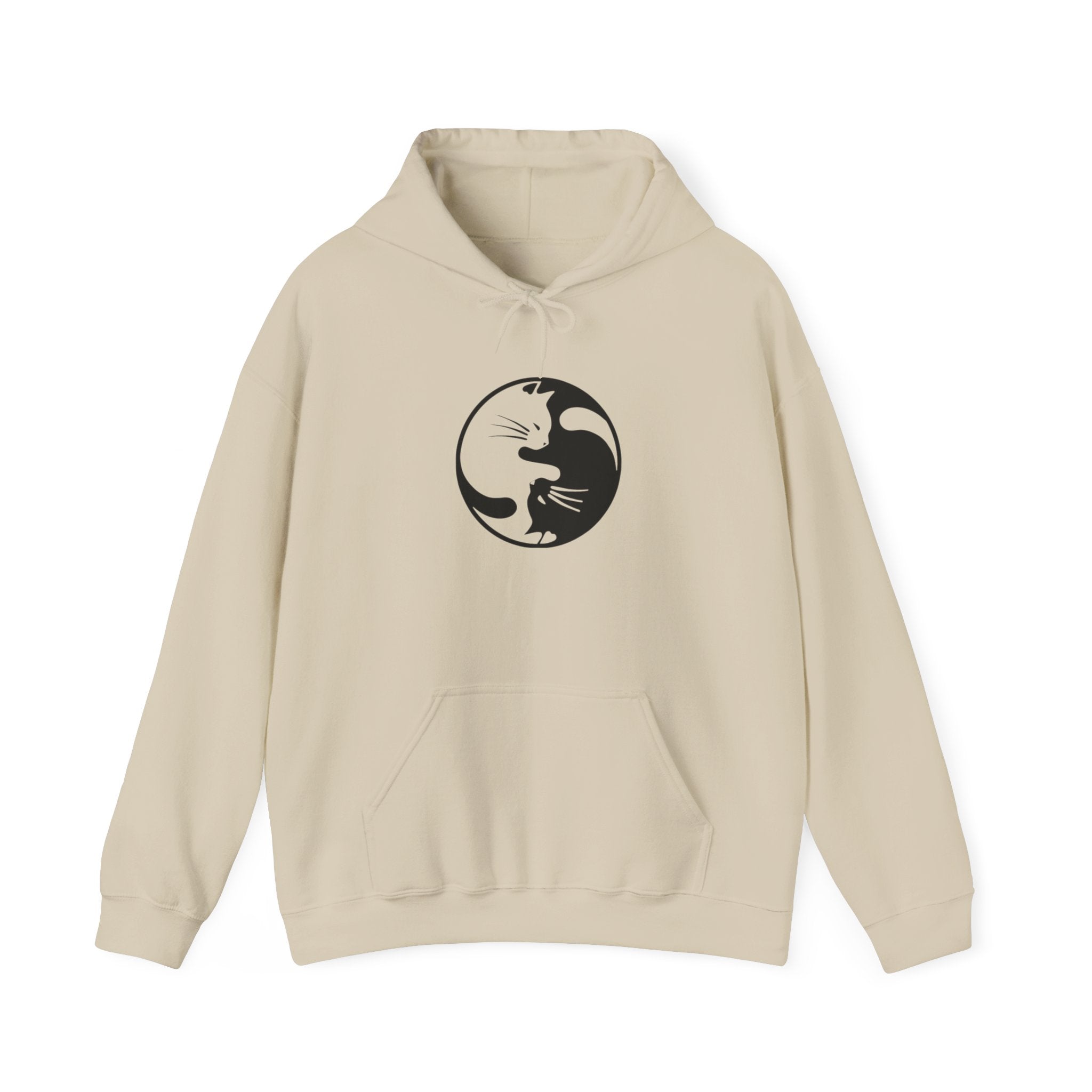 Cat Yin Yang Unisex Hoodie, Cozy Cat Lover Sweatshirt, Perfect Gift for Pet Owners, Trendy Casual Wear, Ideal for Everyday Comfort