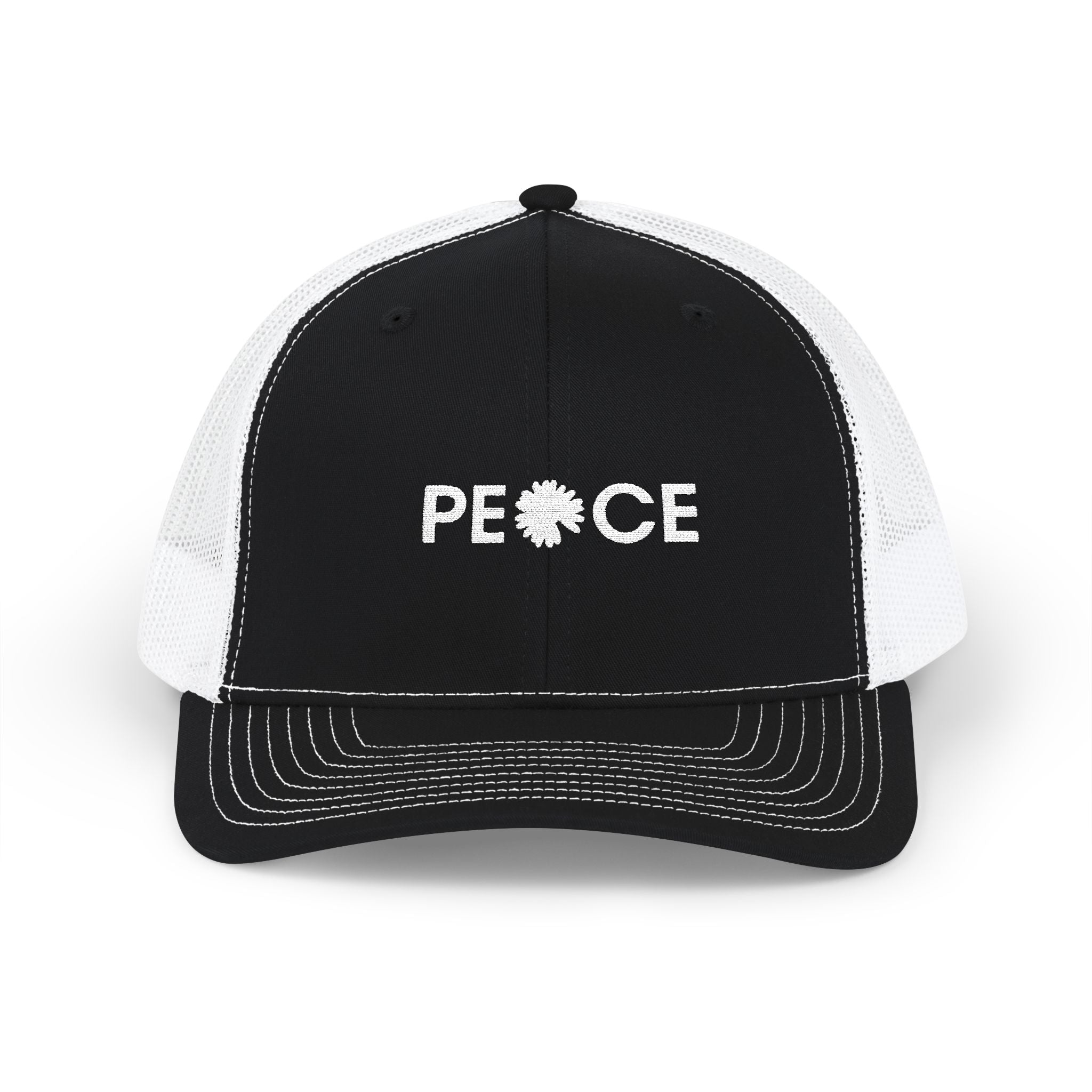 Peace Daisy Embroidered Trucker Cap