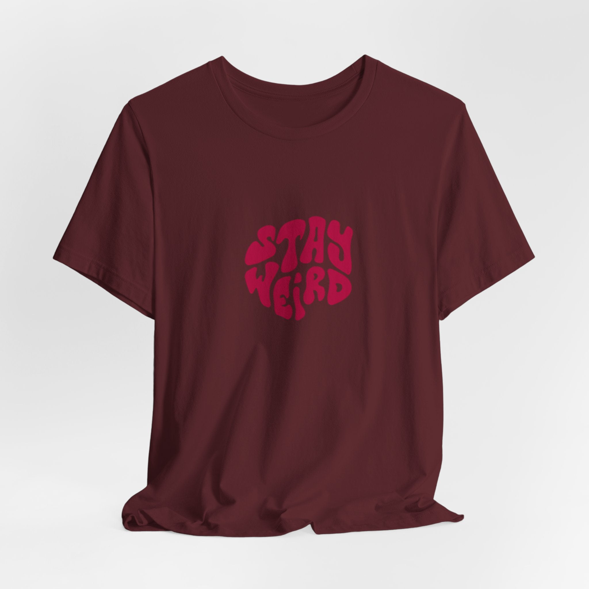 Stay Weird Tee — Retro Statue Bubblegum Graphic T-Shirt