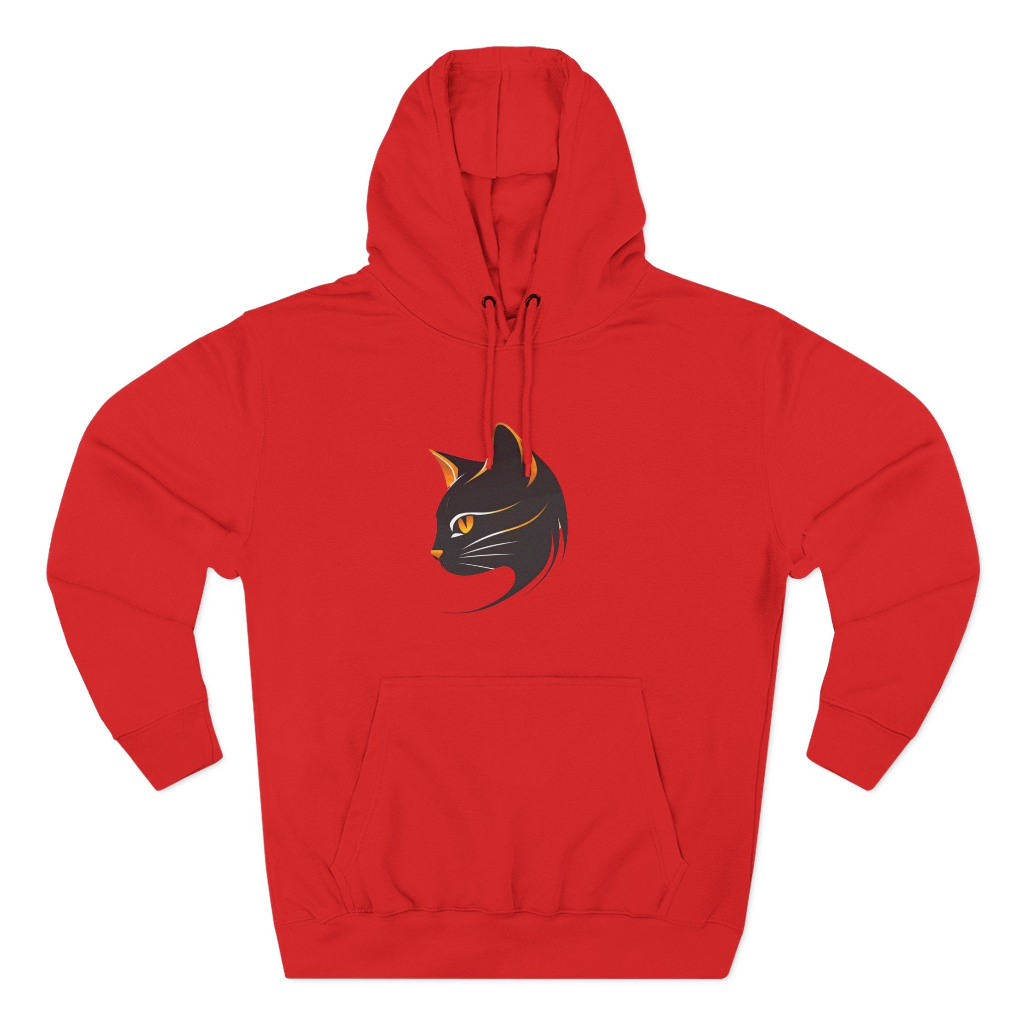 Cat Silhouette Fleece Hoodie, Cozy Cat Lover Gift, Warm Animal Hoodie, Perfect for Pet Owners, Cat-Themed Apparel