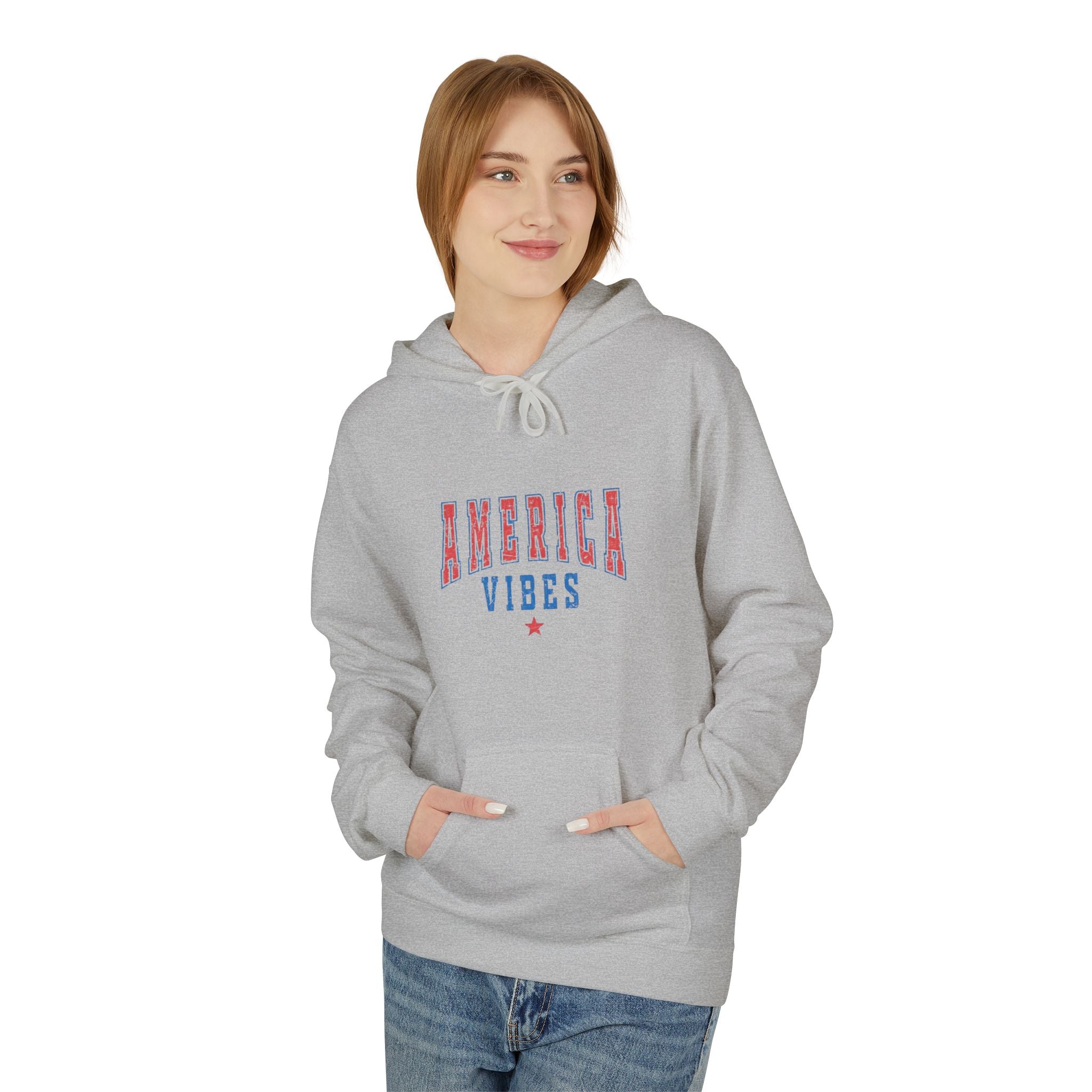 America Vibes Hoodie — Patriotic Red White & Blue Pullover