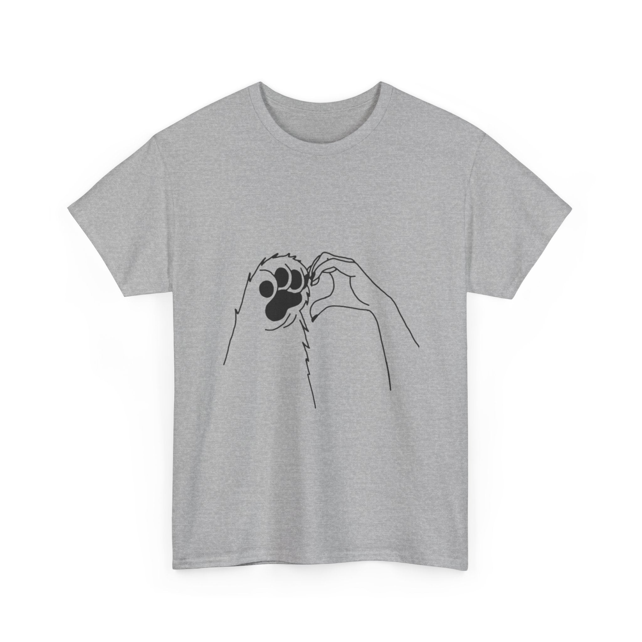 Cat Paw Print T‑Shirt — Minimal Line Art Pet Lover Tee