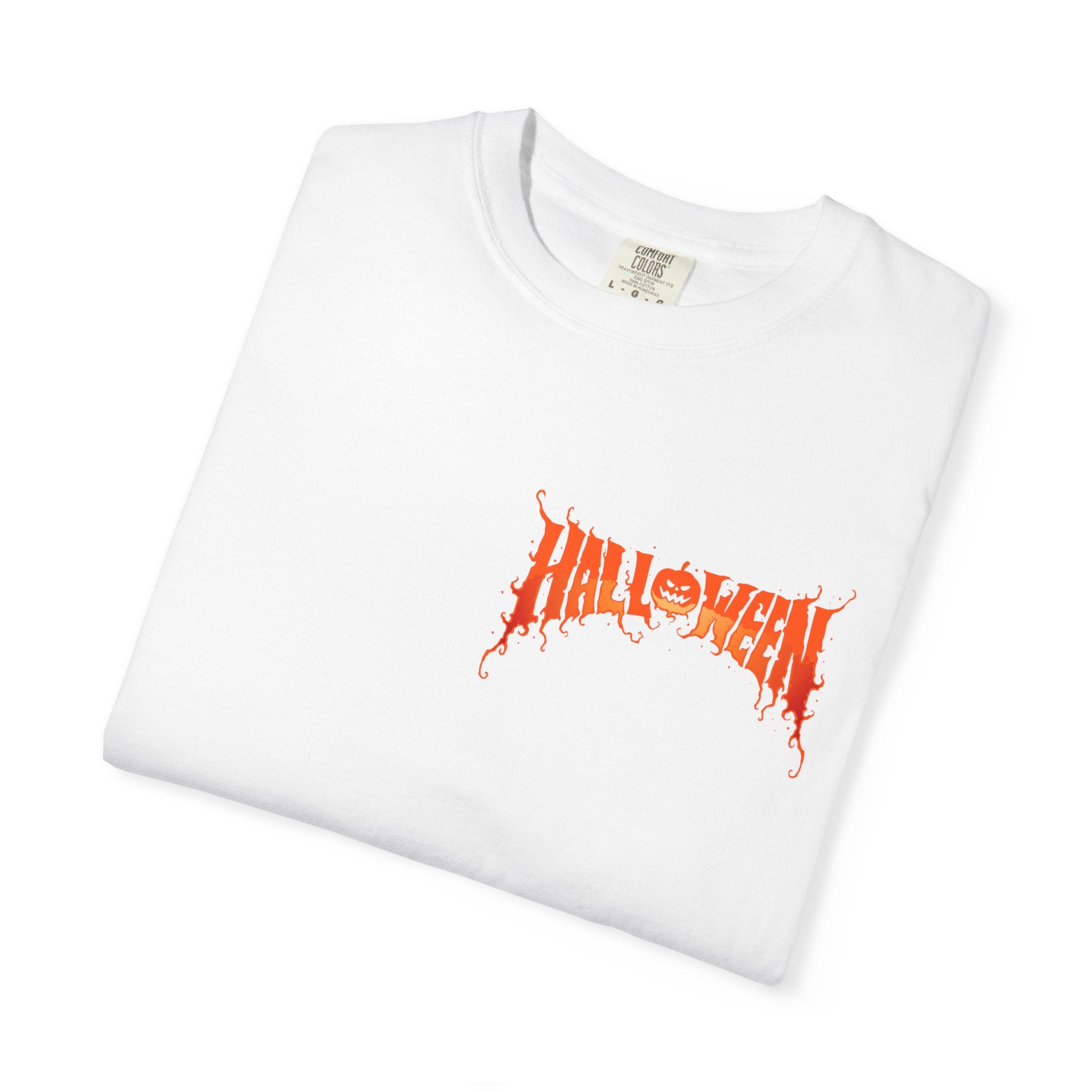 Halloween Unisex Garment-Dyed T-Shirt, Pumpkin Tee, Spooky Apparel, Fall Festival Shirt, Trick-or-Treat Top, Halloween Costume