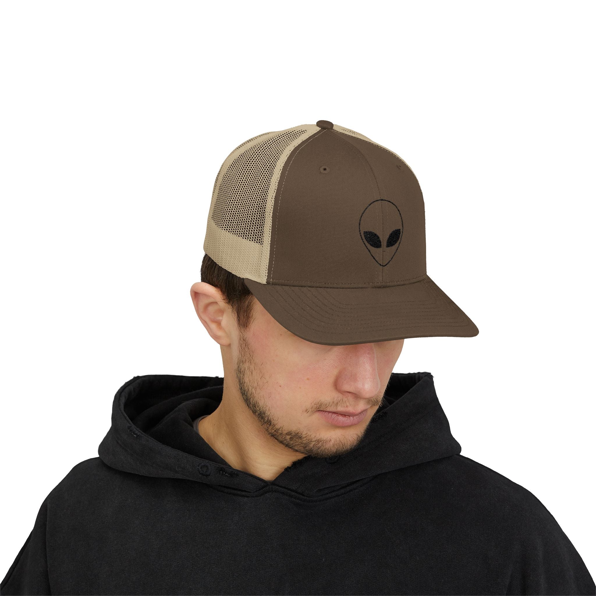 Alien Embroidered Snapback Trucker Cap, Cool Hat, Unique Gift for UFO Lovers, Casual Wear, Festival Fashion, Fun Accessory