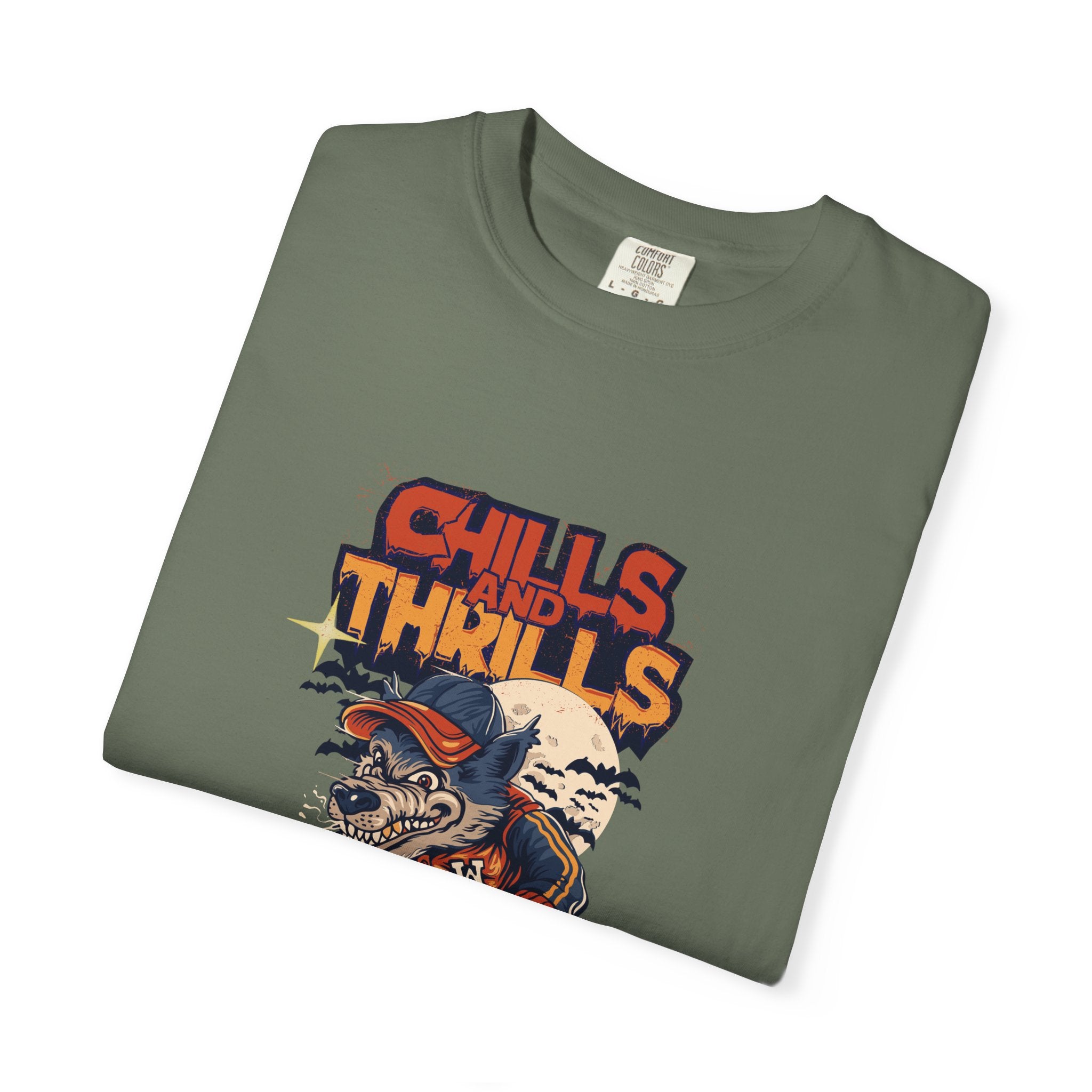 Chills and Thrills Graphic T-Shirt, Unisex Tee, Halloween Apparel, Skateboarder Shirt, Spooky Casual Wear, Perfect Gift for Fall