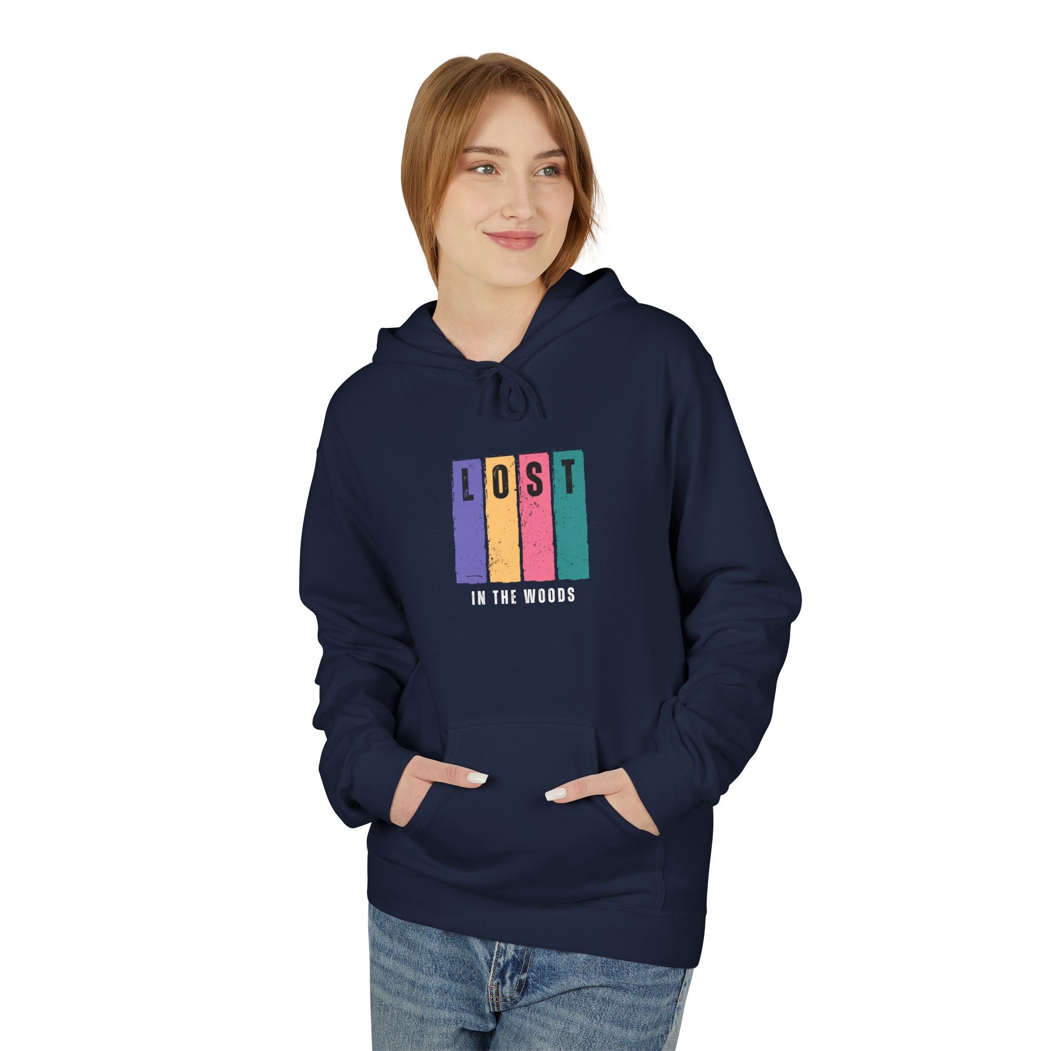 Lost in the Woods Fleece Hoodie - Unisex Midweight Sweatshirt for Outdoor Lovers