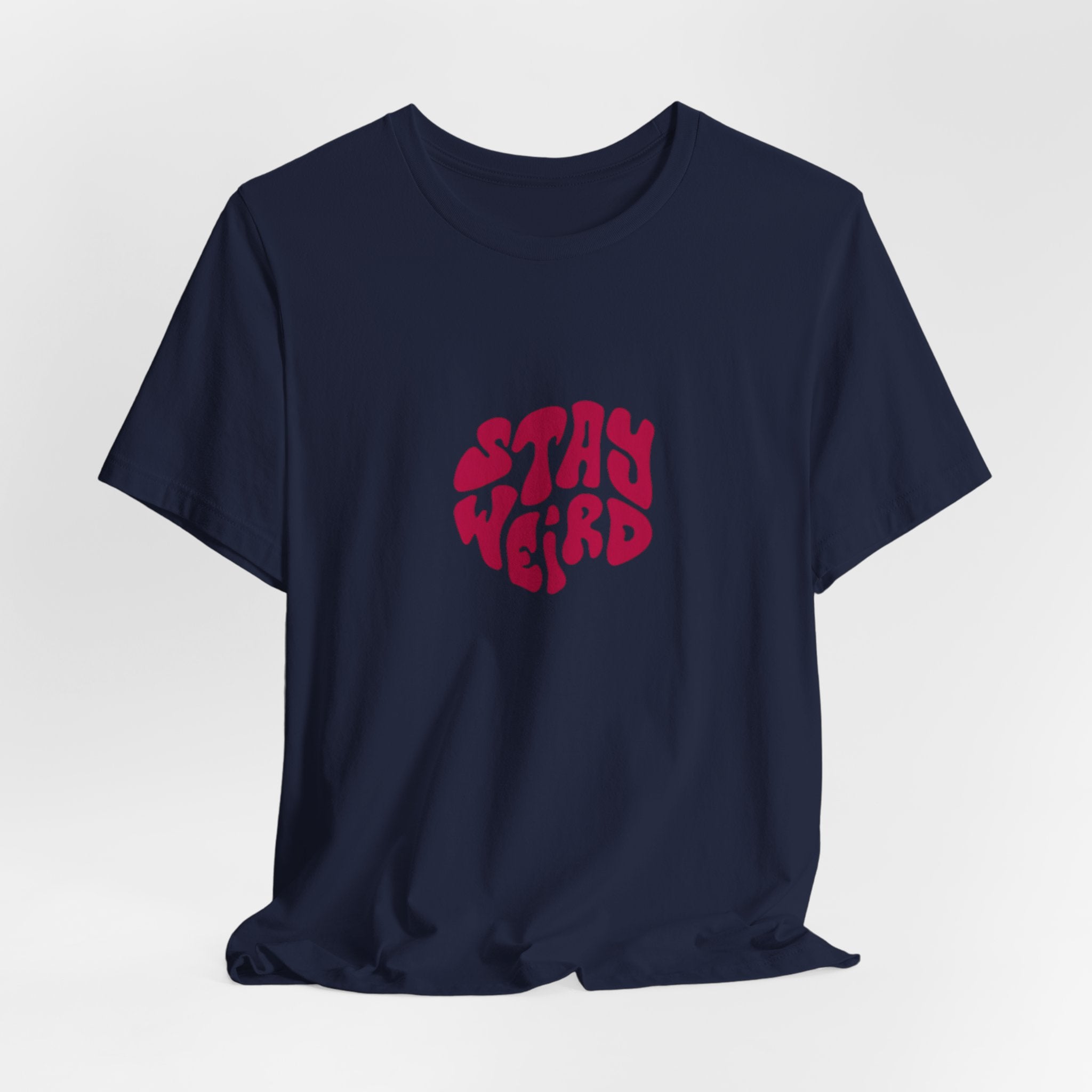 Stay Weird Tee — Retro Statue Bubblegum Graphic T-Shirt