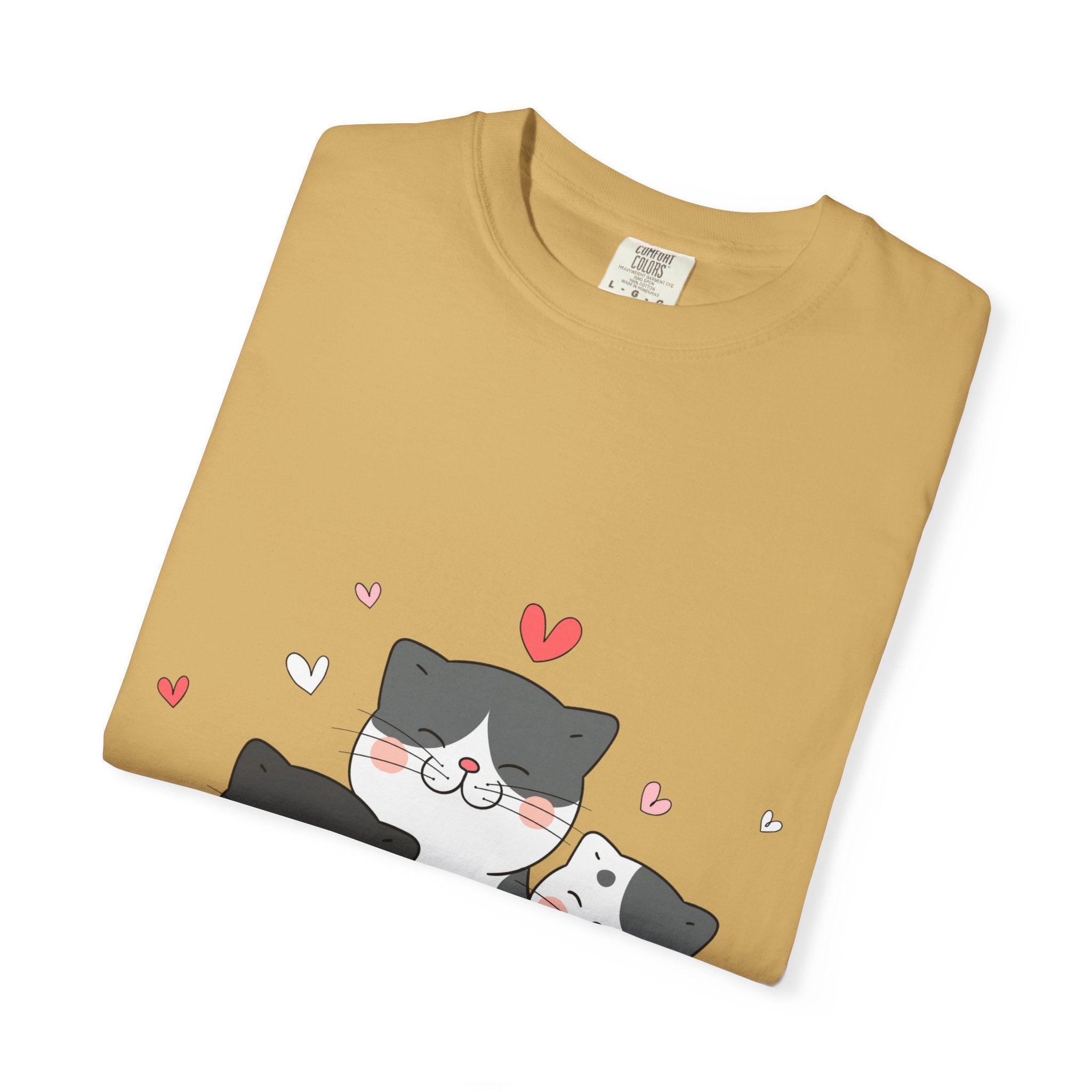 Cat Trio T-Shirt — Cute Kawaii Cats with Hearts Tee