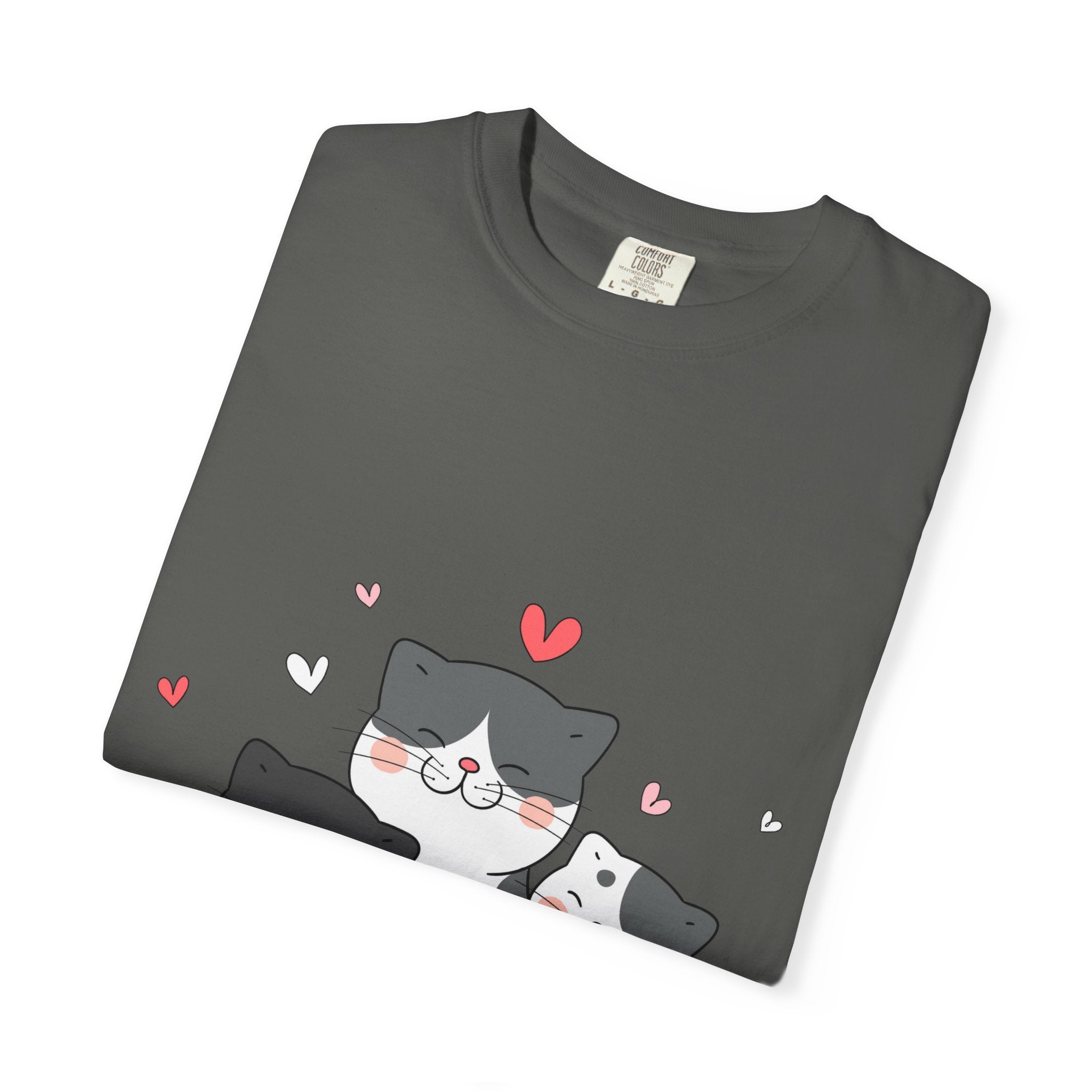 Cat Trio T-Shirt — Cute Kawaii Cats with Hearts Tee