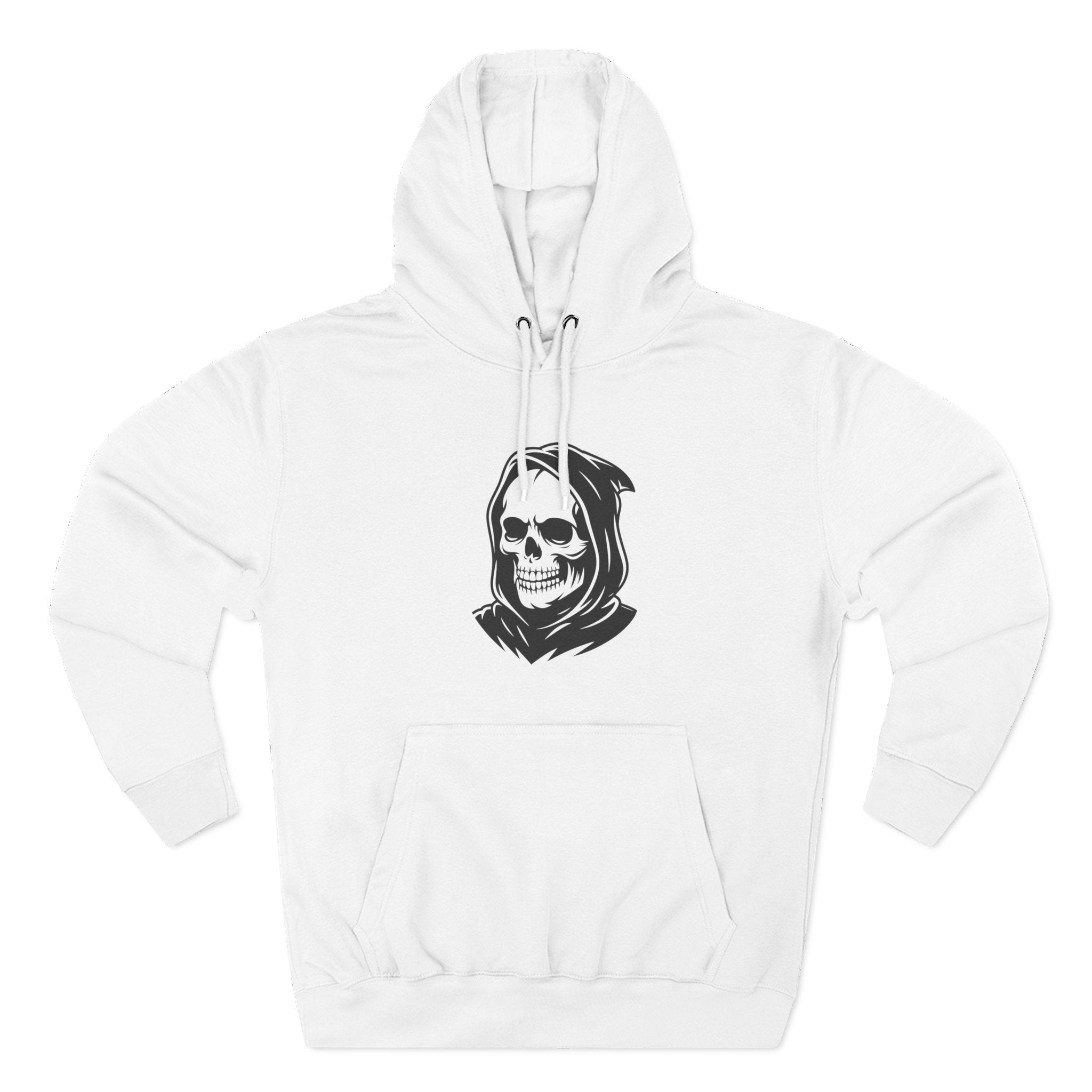 Grim Reaper Fleece Hoodie, Cozy Streetwear, Halloween Apparel, Casual Gift for Him/Her, Graphic Hoodie