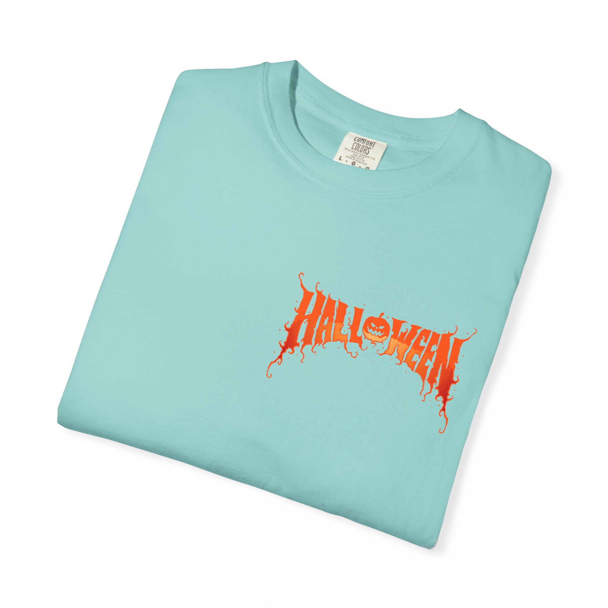 Halloween Unisex Garment-Dyed T-Shirt, Pumpkin Tee, Spooky Apparel, Fall Festival Shirt, Trick-or-Treat Top, Halloween Costume
