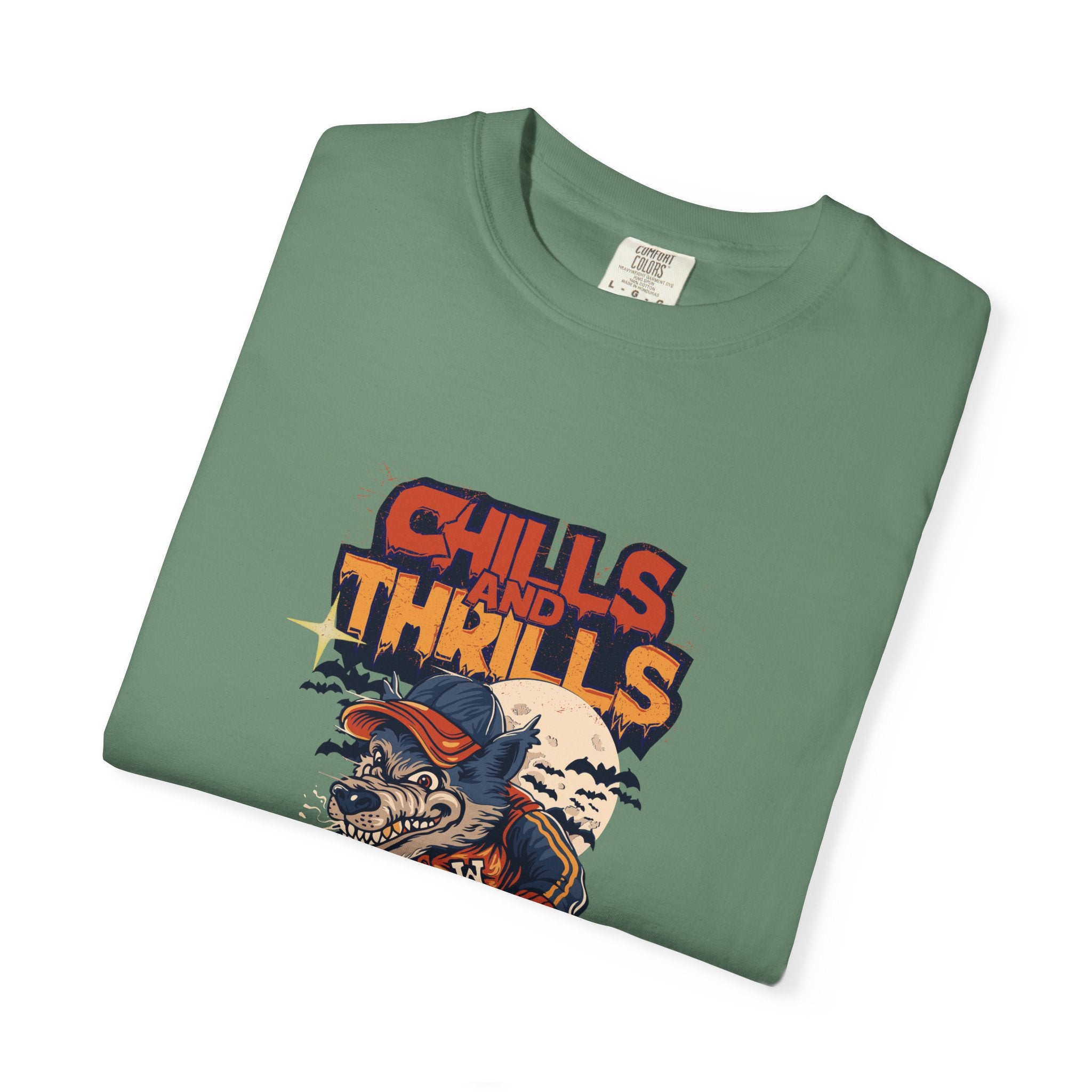Chills and Thrills Graphic T-Shirt, Unisex Tee, Halloween Apparel, Skateboarder Shirt, Spooky Casual Wear, Perfect Gift for Fall