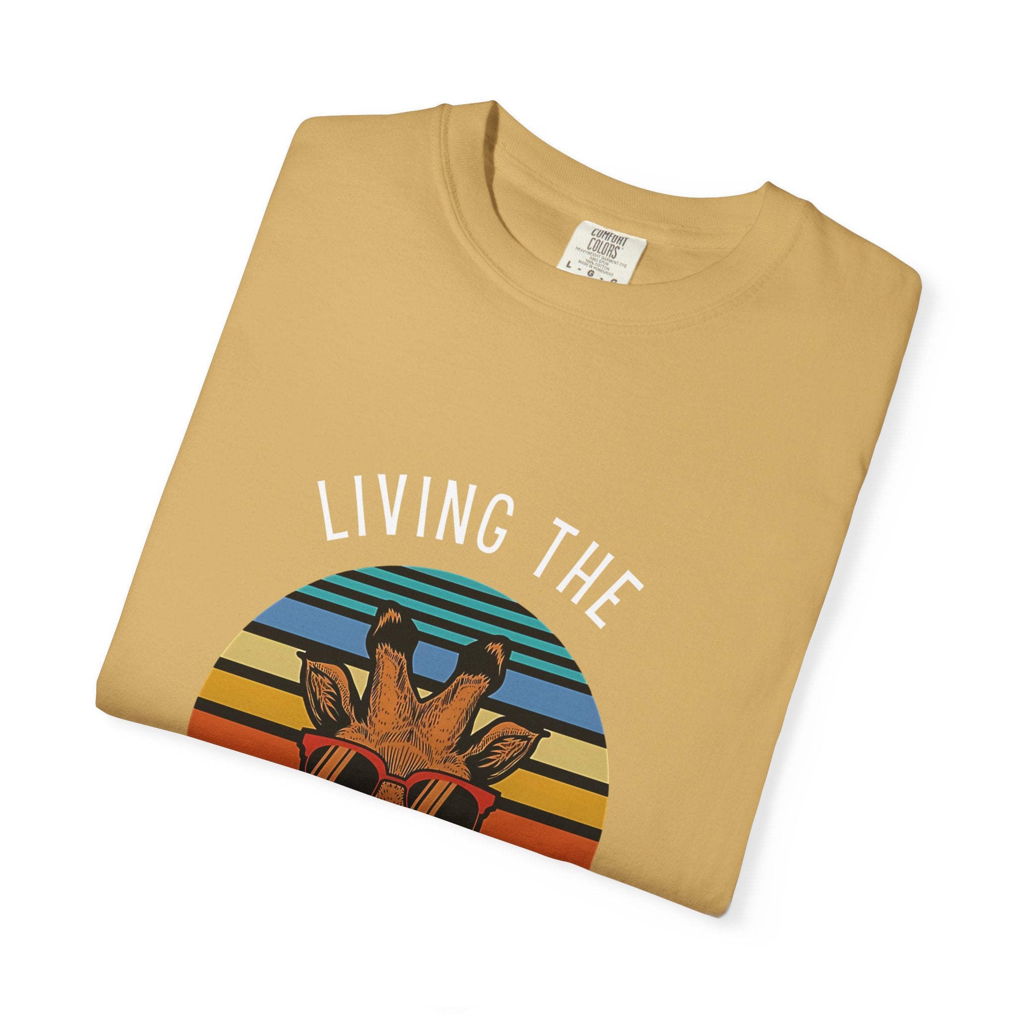 Living The High Life Giraffe T-Shirt | Unisex Garment-Dyed Tee, Trendy Animal Shirt, Birthday Gift, Casual Wear, Summer Style