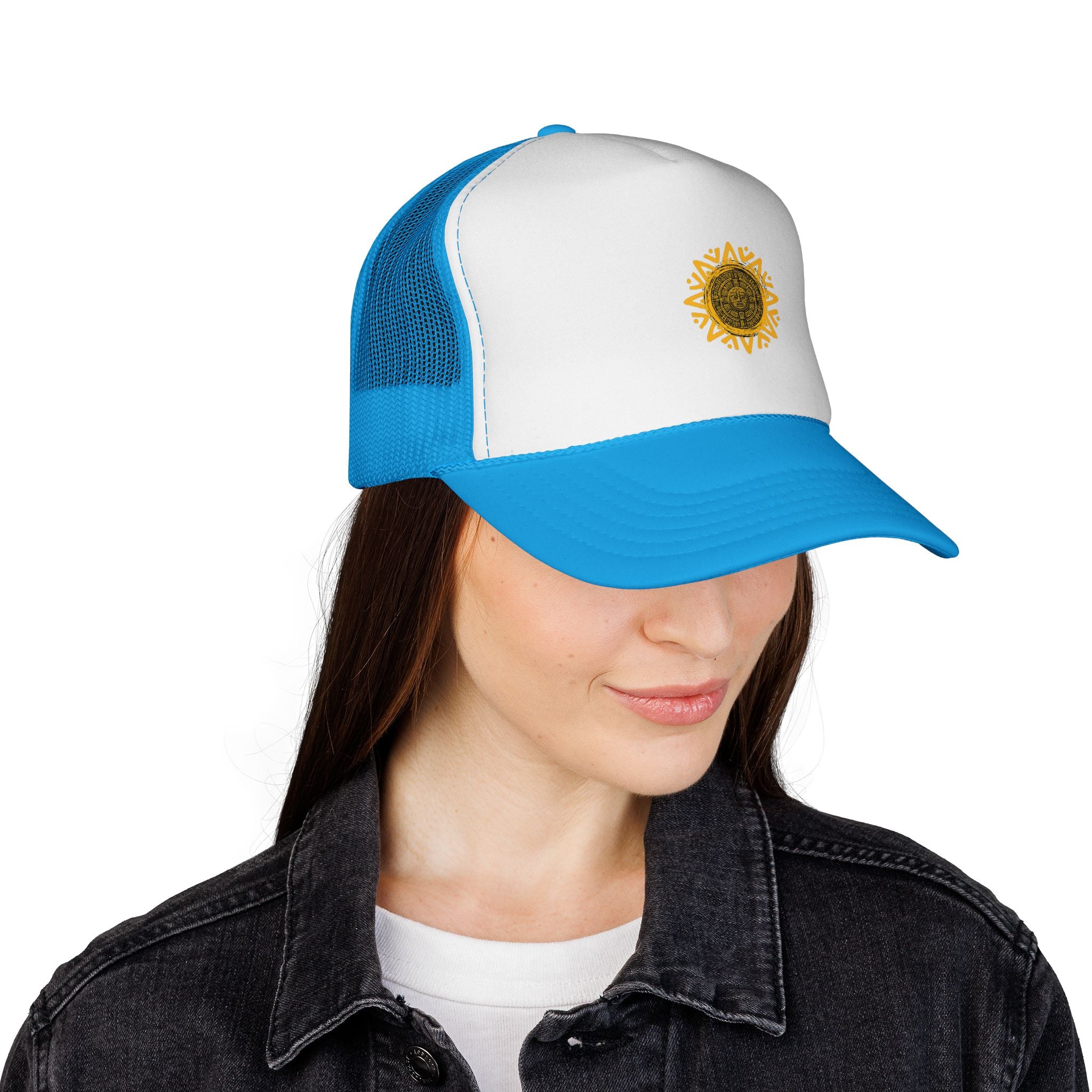 Sunflower Mandala Trucker Cap — Floral Mesh Back Hat for Outdoor & Casual Wear