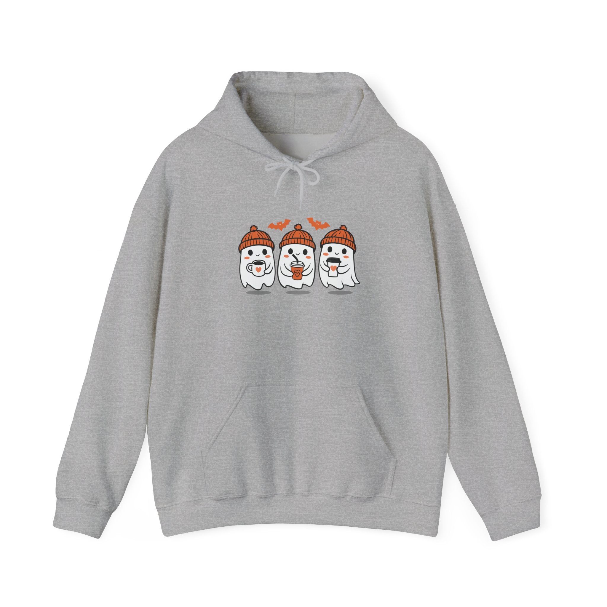 Festive Ghost Hoodie with Holiday Charm, Perfect for Halloween, Cozy Gift for Friends, Unisex Pullover, Casual Wear, Fall Celebration