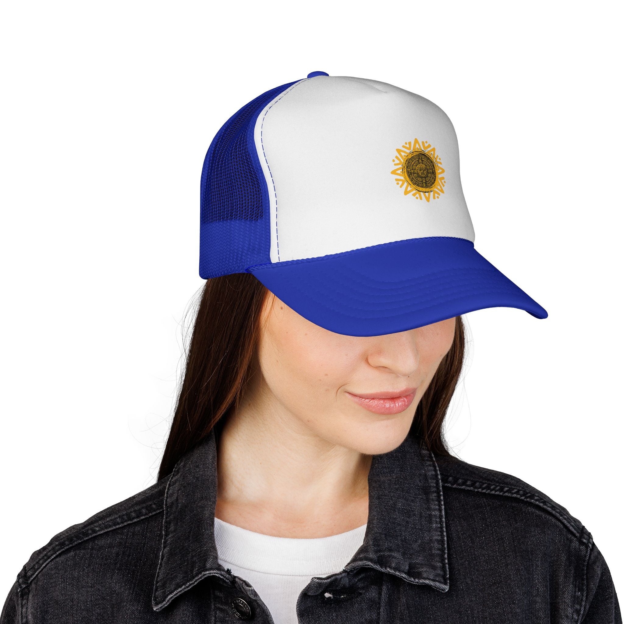 Sunflower Mandala Trucker Cap — Floral Mesh Back Hat for Outdoor & Casual Wear