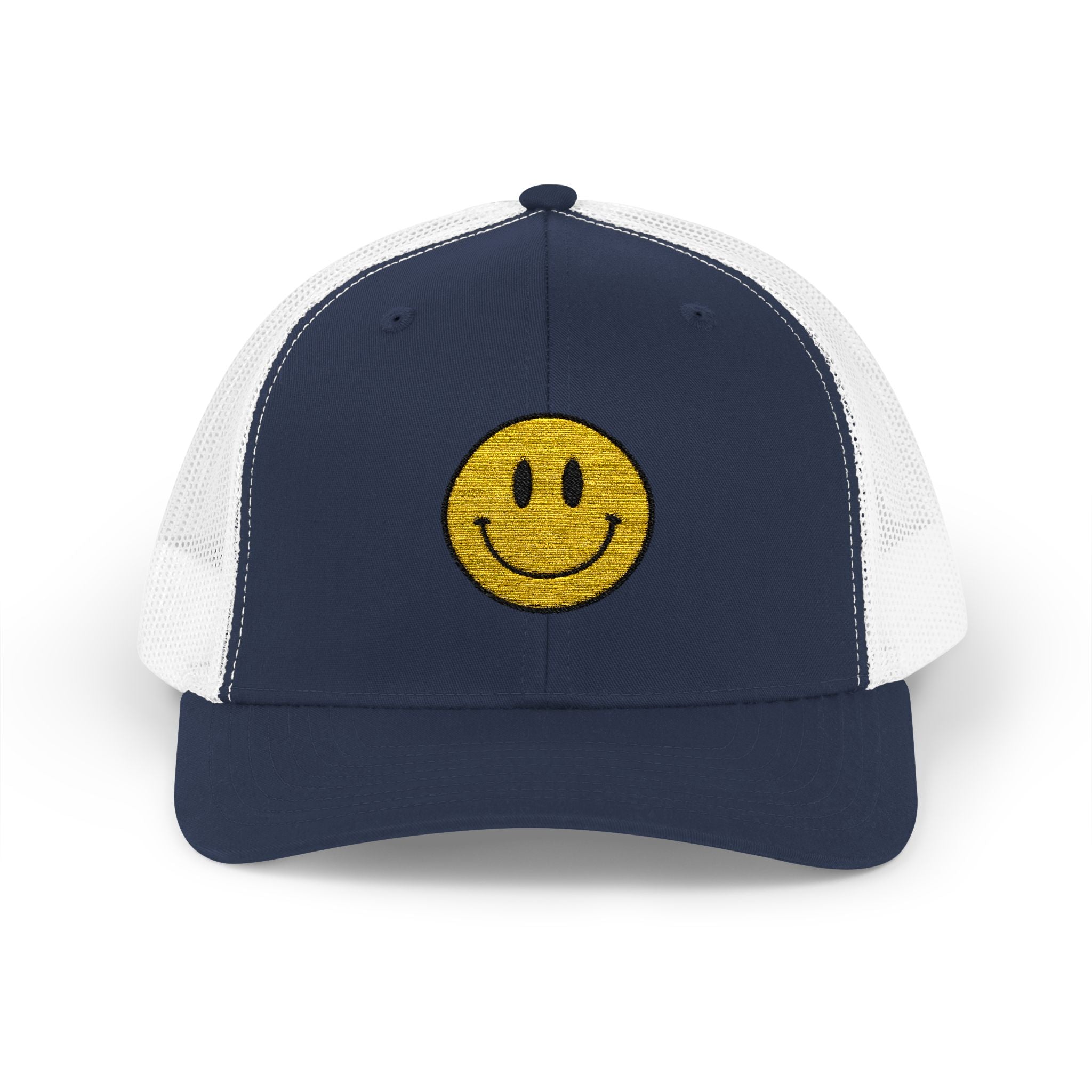 Happy Smile Snapback Trucker Cap - Playful Outdoor Hat, Perfect Gift for Friends, Festivals, Everyday Wear, Smiley Design