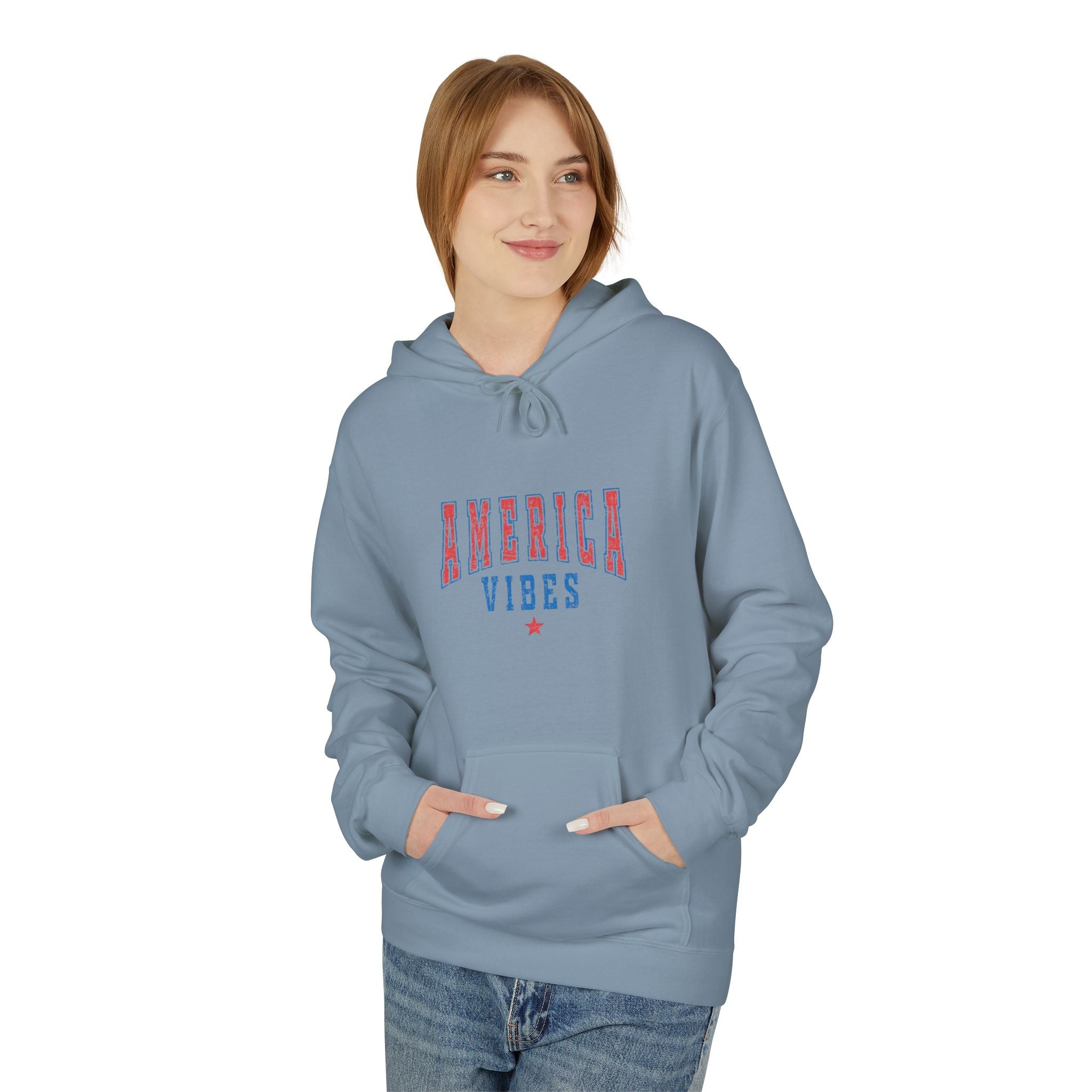 America Vibes Hoodie — Patriotic Red White & Blue Pullover