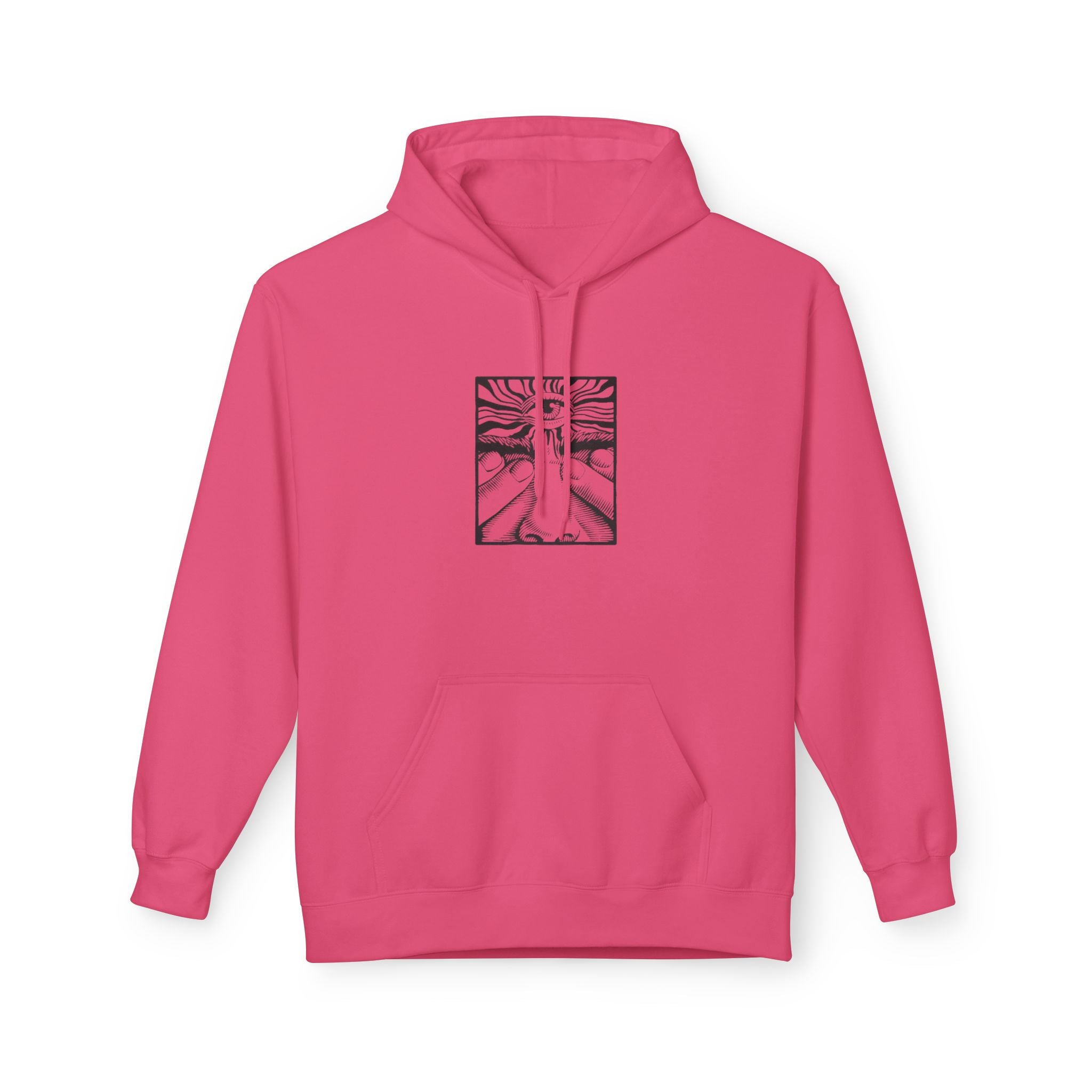 Minimalist Line Art Hoodie — Abstract Sunrise Hands Design