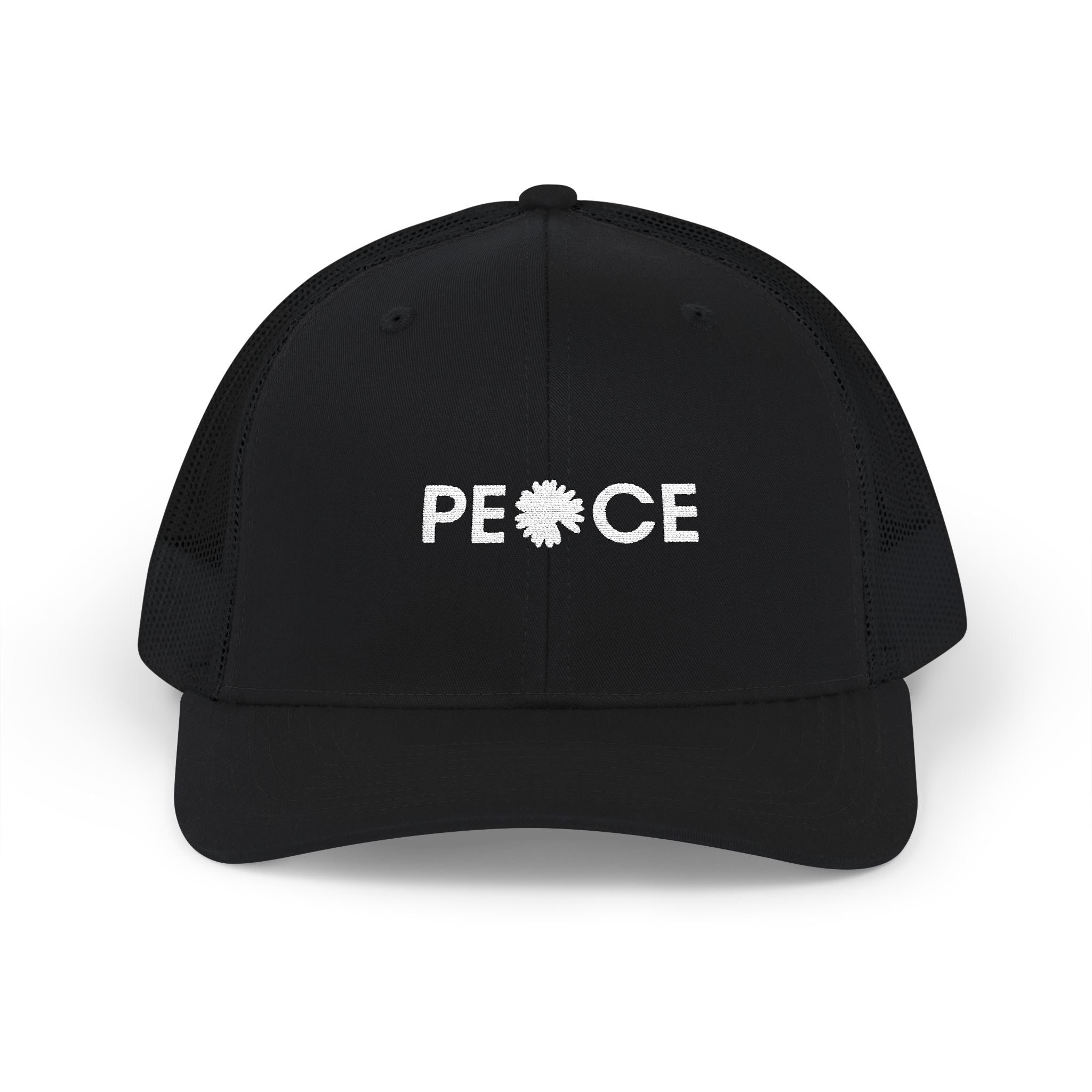 Peace Daisy Embroidered Trucker Cap