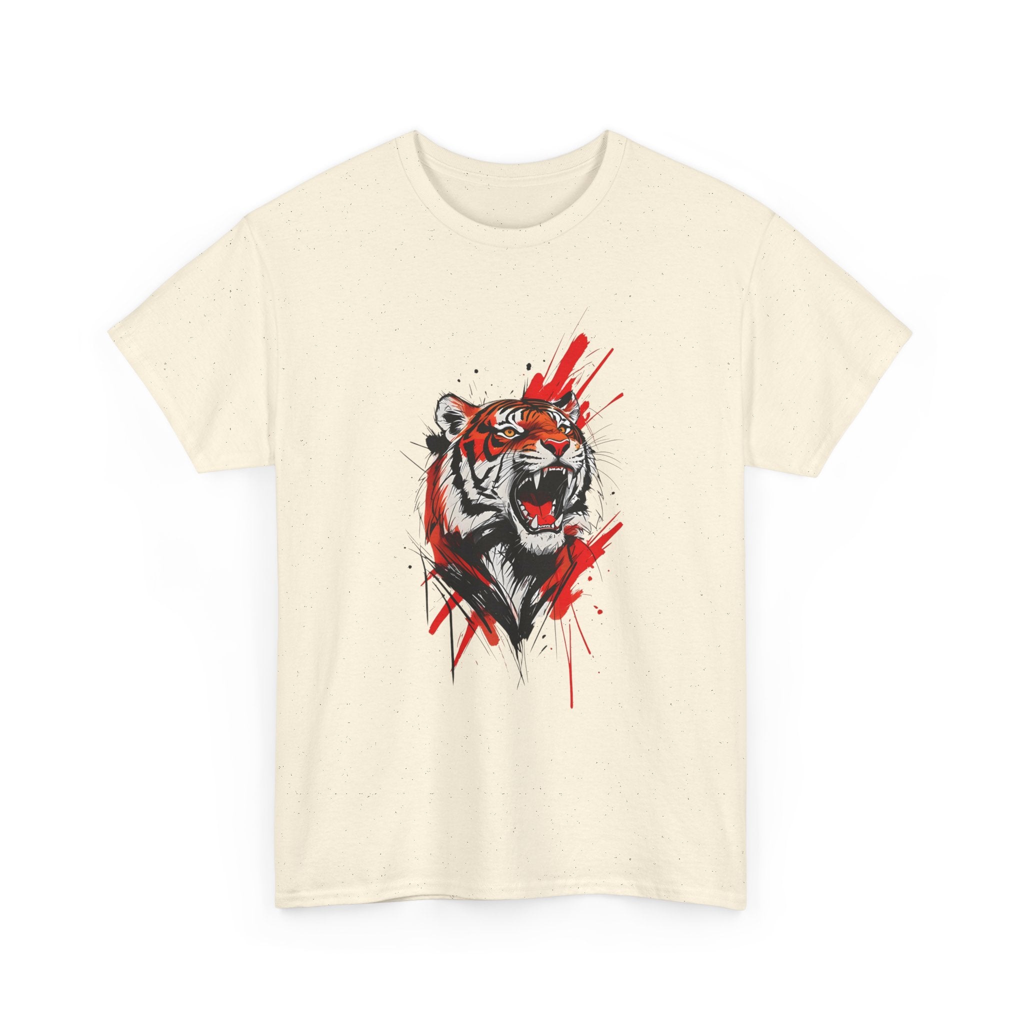 Ferocious Tiger Unisex Heavy Cotton Tee, Animal Lover Shirt, Graphic Tee, Wildlife Shirt, Gift for Her, Gift for Him