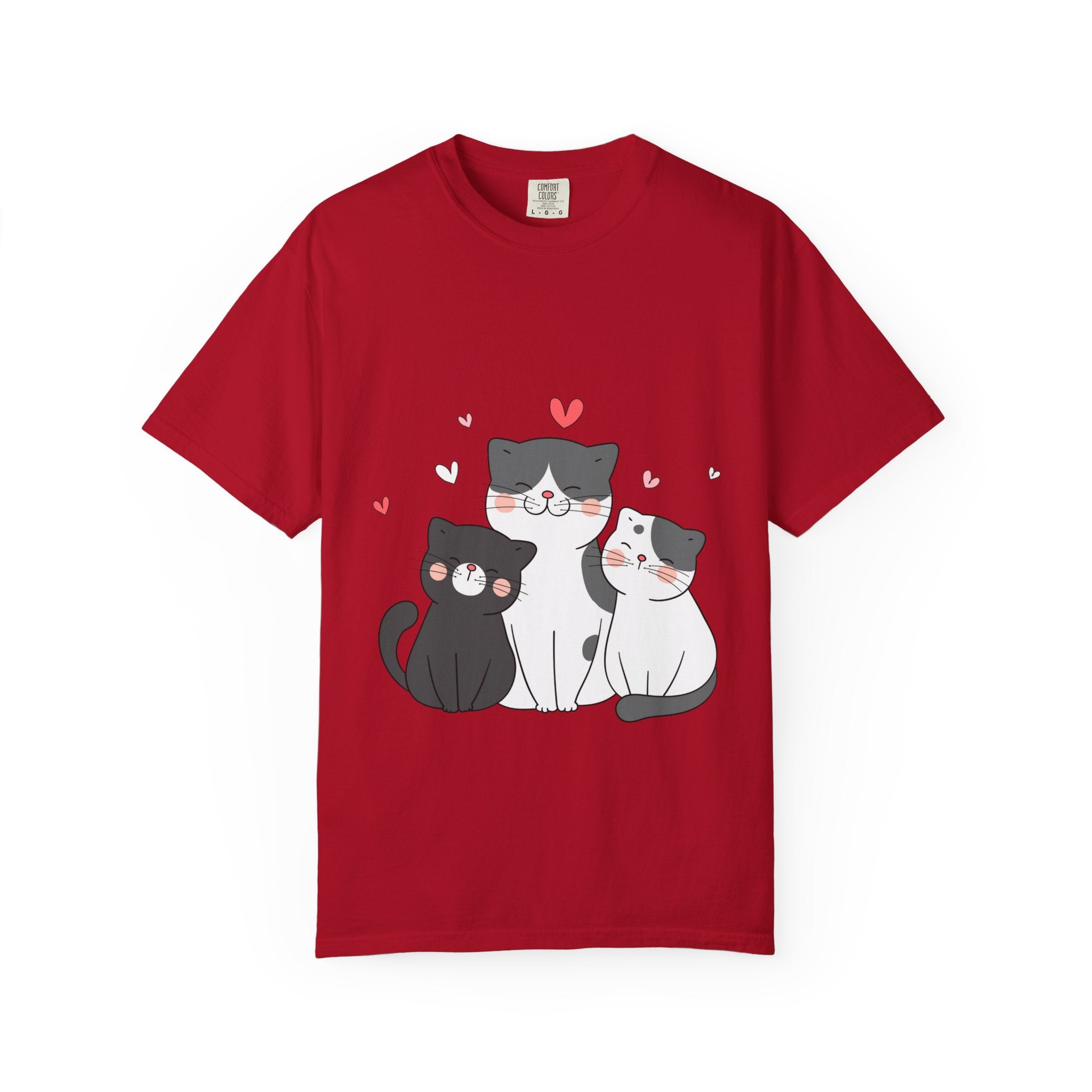 Cat Trio T-Shirt — Cute Kawaii Cats with Hearts Tee