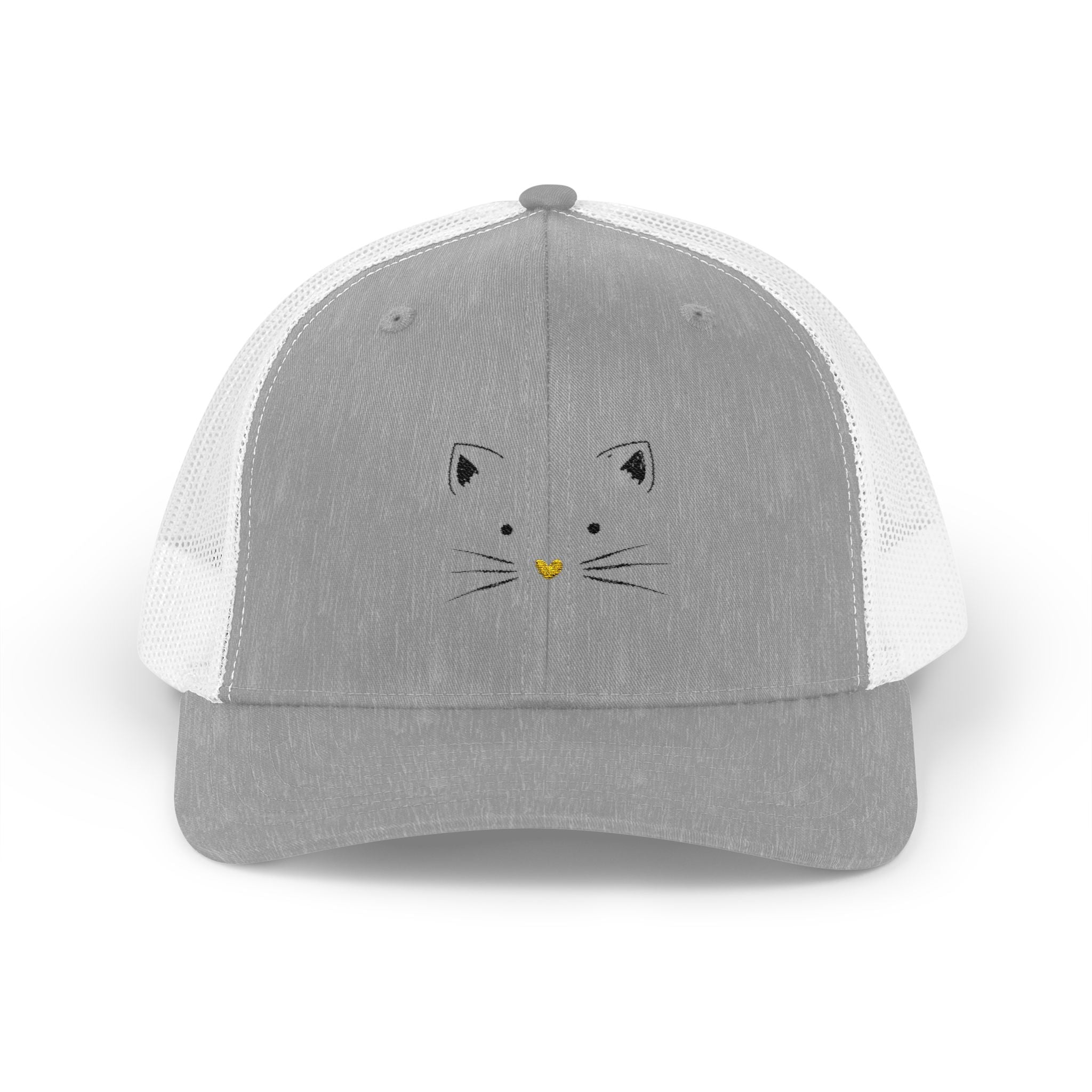 Cat Face Trucker Cap — Minimal Cute Kitty Snapback Hat