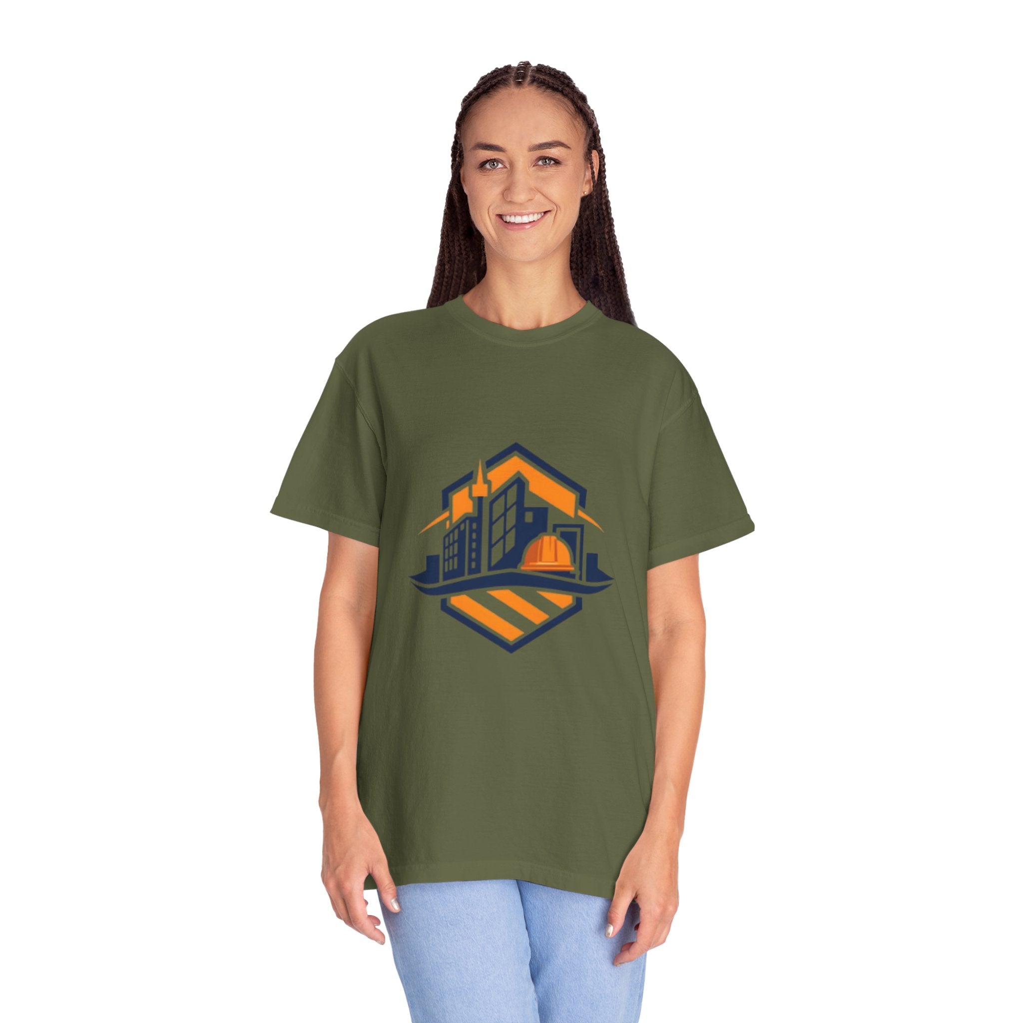 Real Estate Logo T-Shirt — Modern Cityscape Home Builder Graphic Tee