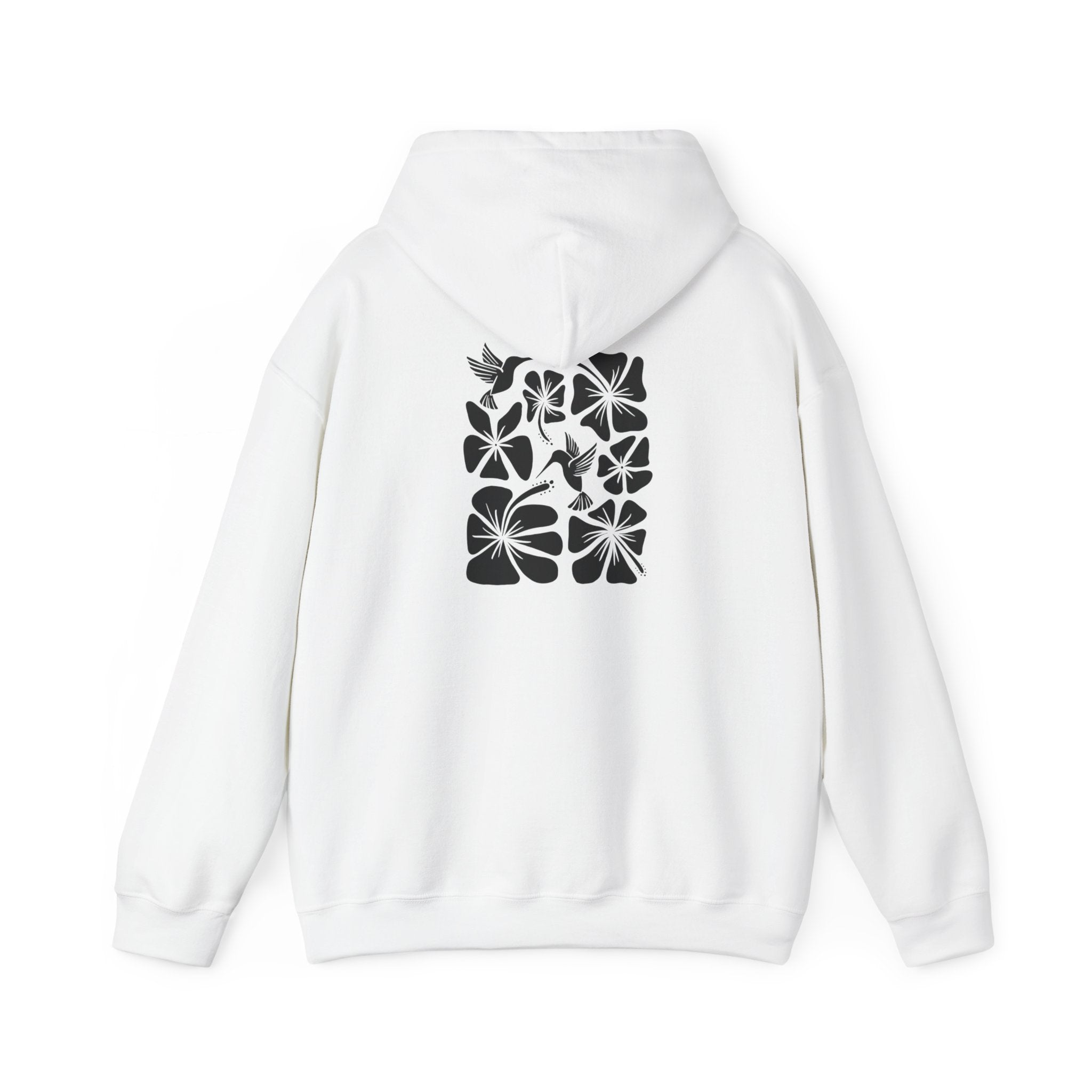 Never Settle Floral Hoodie — Retro Script Front & Monochrome Back Print