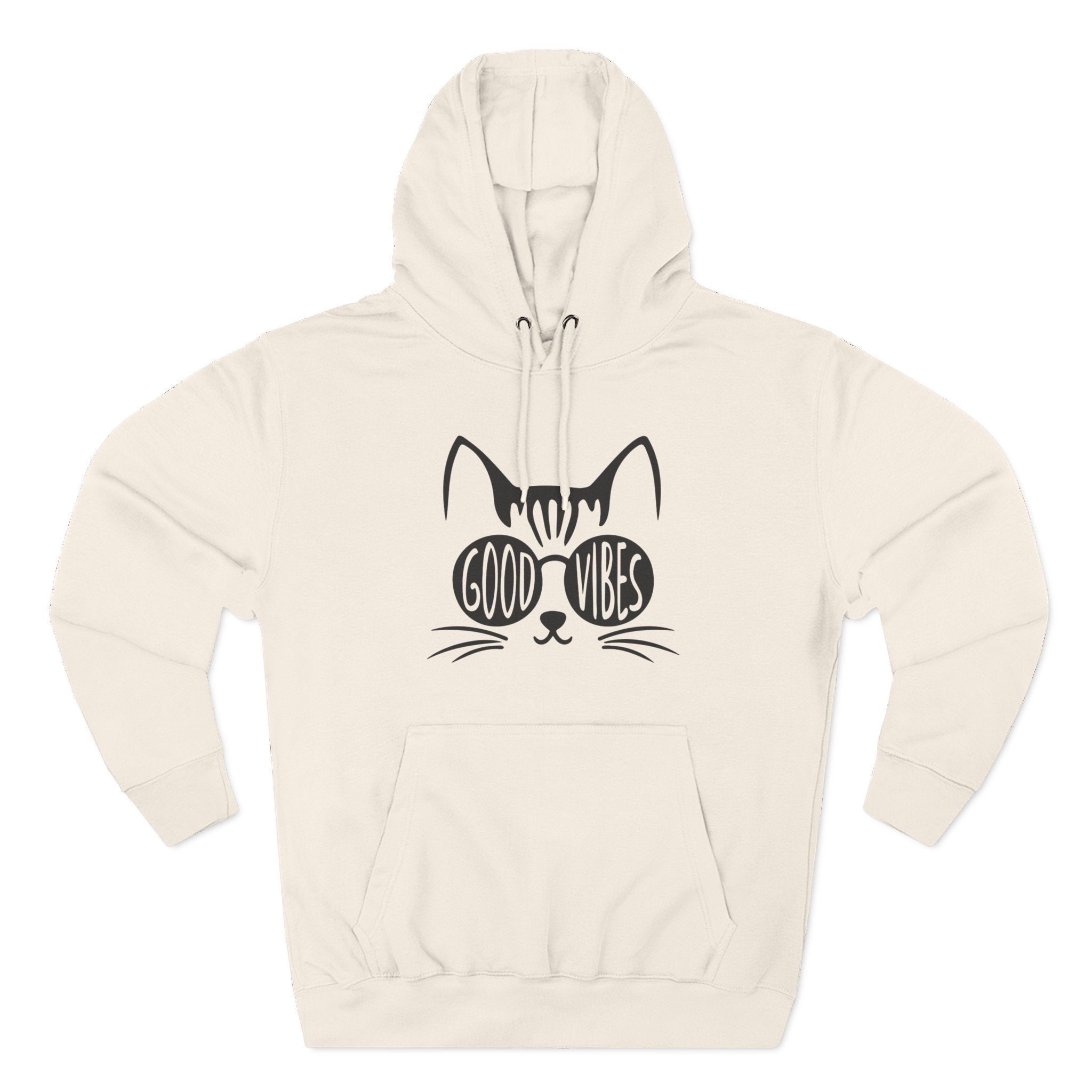 Good Vibes Cat Hoodie for Cozy Days, Cute Cat Lover Gift, Relaxed Fashion, Cat Themed Apparel, Perfect for Casual Wear