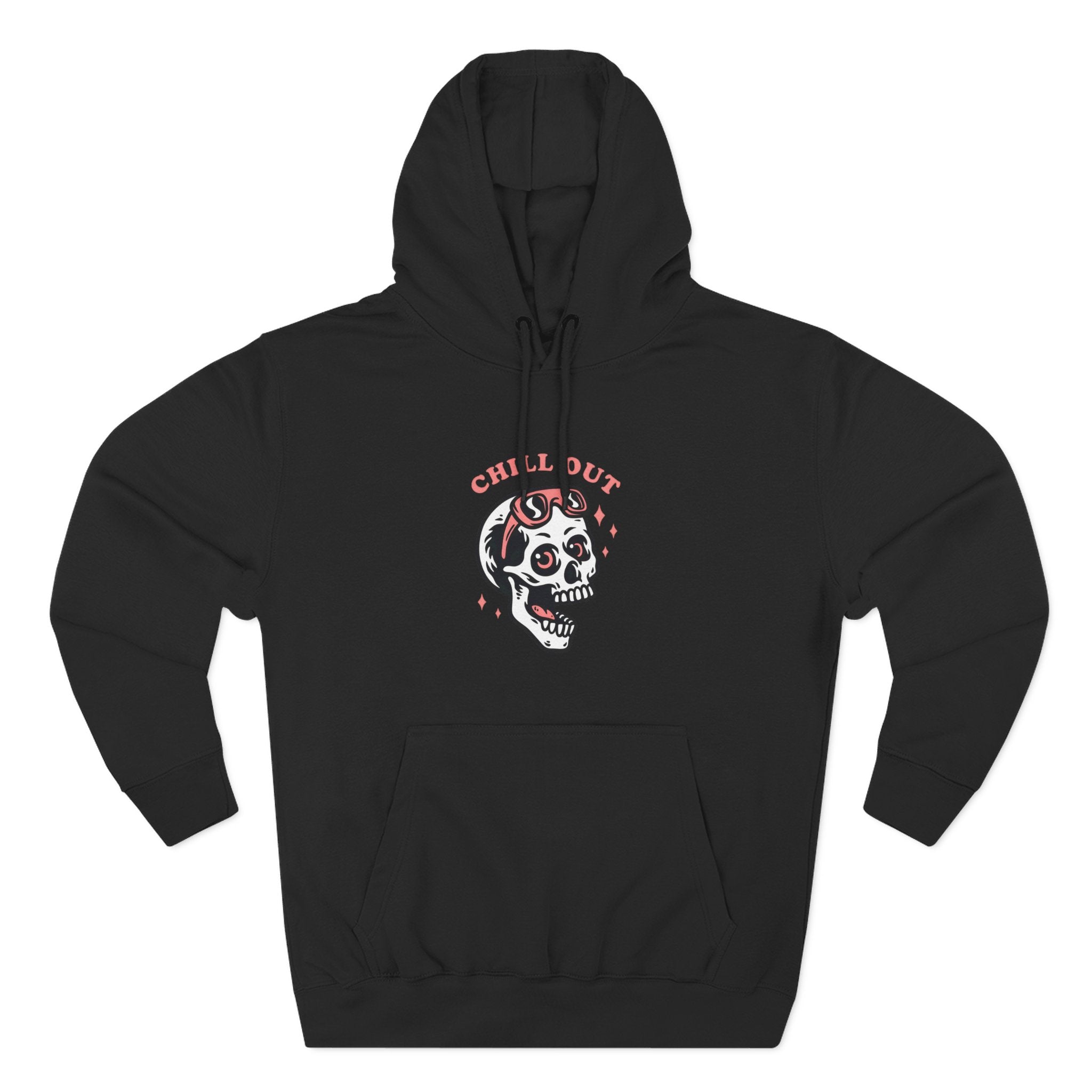 Chill Out Skull Fleece Hoodie for Comfort Lovers, Casual Streetwear, Unique Gift, Halloween Cozy Apparel, Scary Fun Clothing