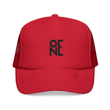 One Logo Red Trucker Cap — Minimal Streetwear Mesh Hat