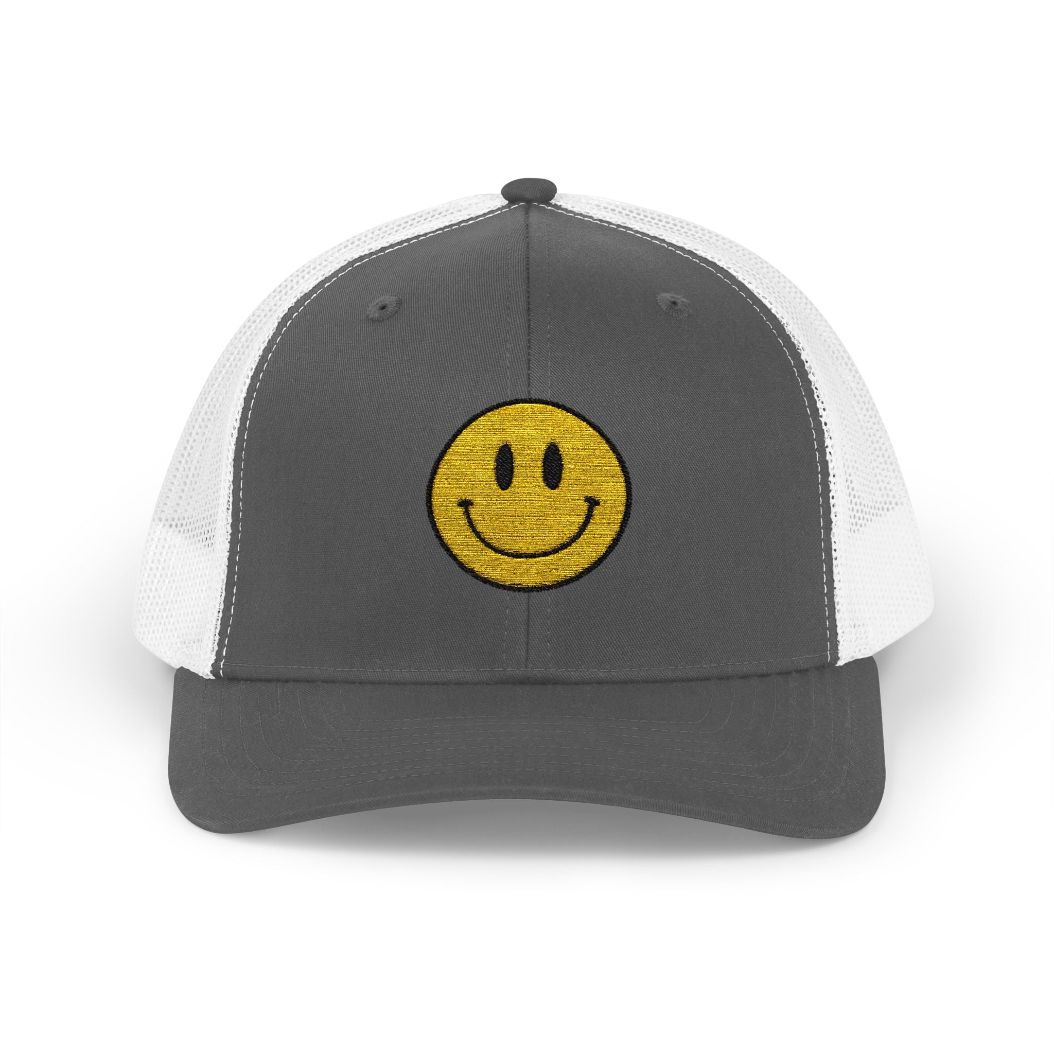 Happy Smile Snapback Trucker Cap - Playful Outdoor Hat, Perfect Gift for Friends, Festivals, Everyday Wear, Smiley Design