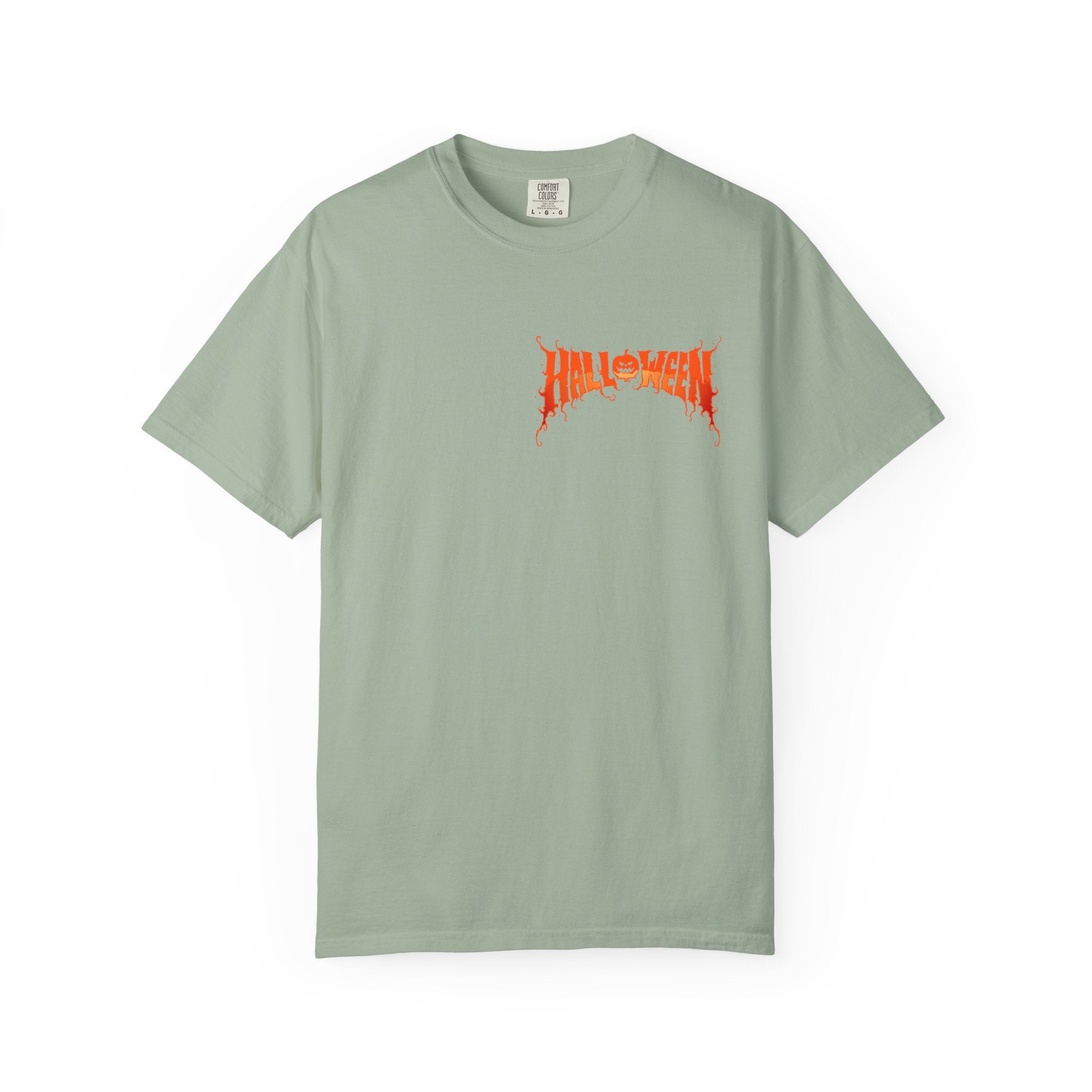 Halloween Unisex Garment-Dyed T-Shirt, Pumpkin Tee, Spooky Apparel, Fall Festival Shirt, Trick-or-Treat Top, Halloween Costume