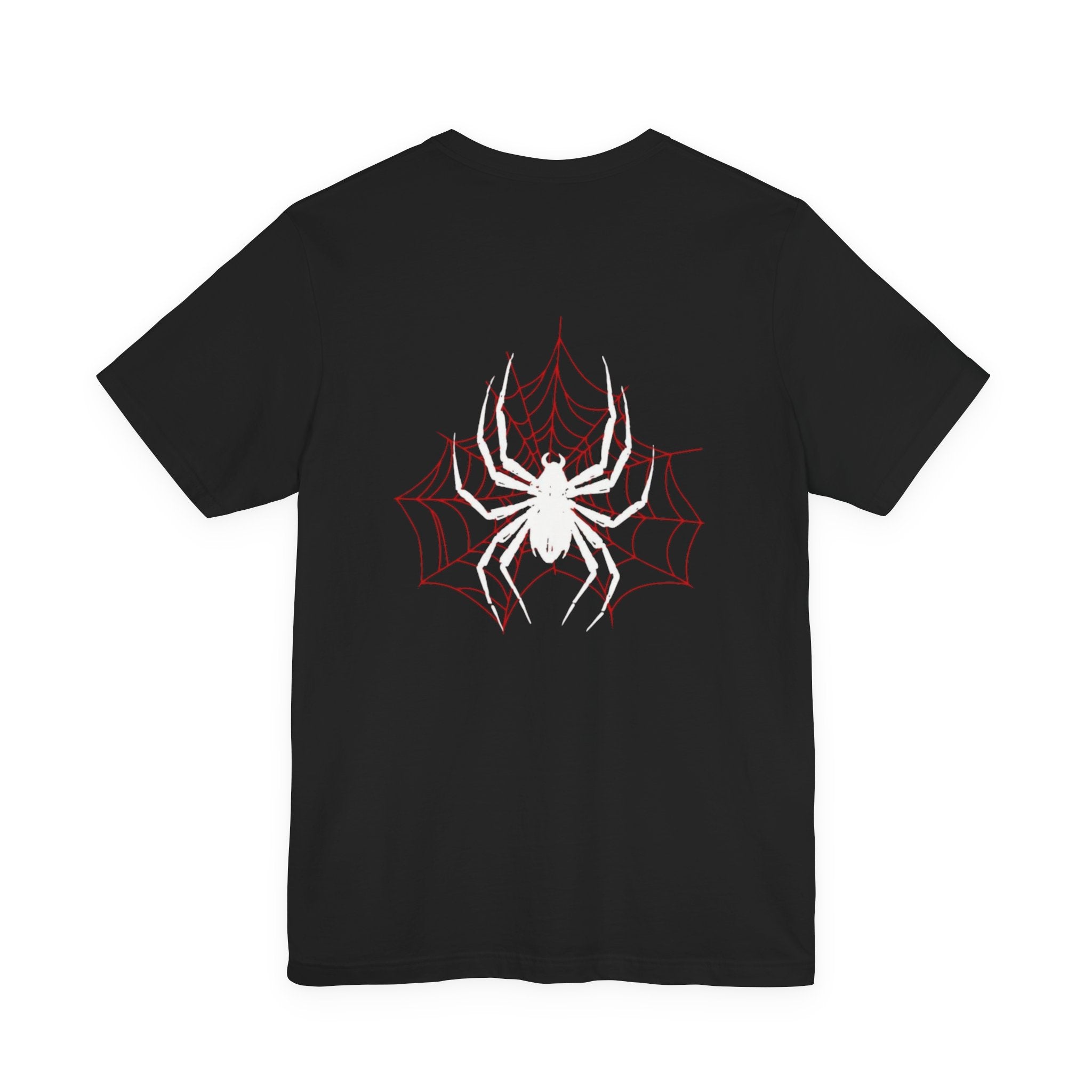 Spider Emblem Tee — White Spider on Red Web Graphic T-Shirt