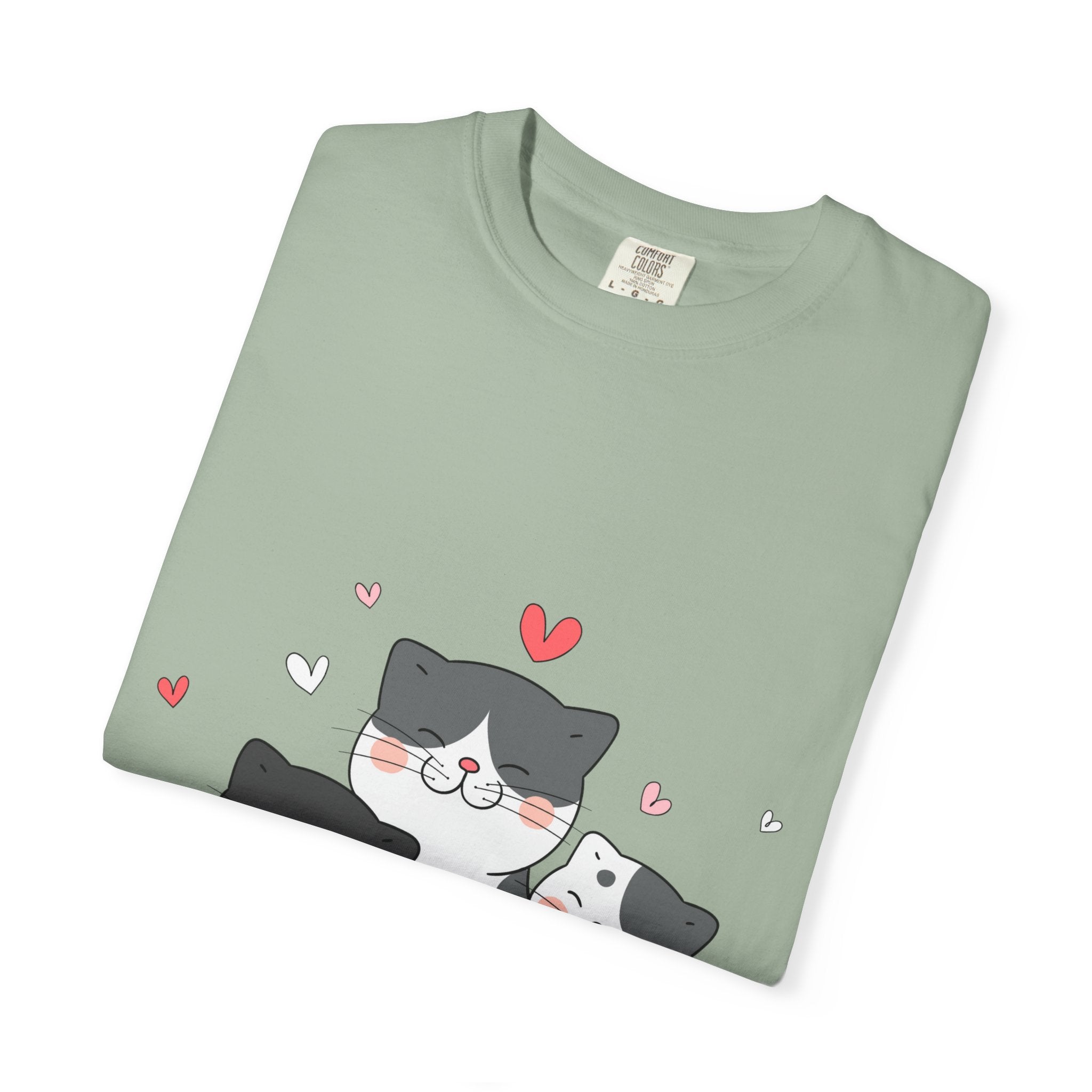 Cat Trio T-Shirt — Cute Kawaii Cats with Hearts Tee