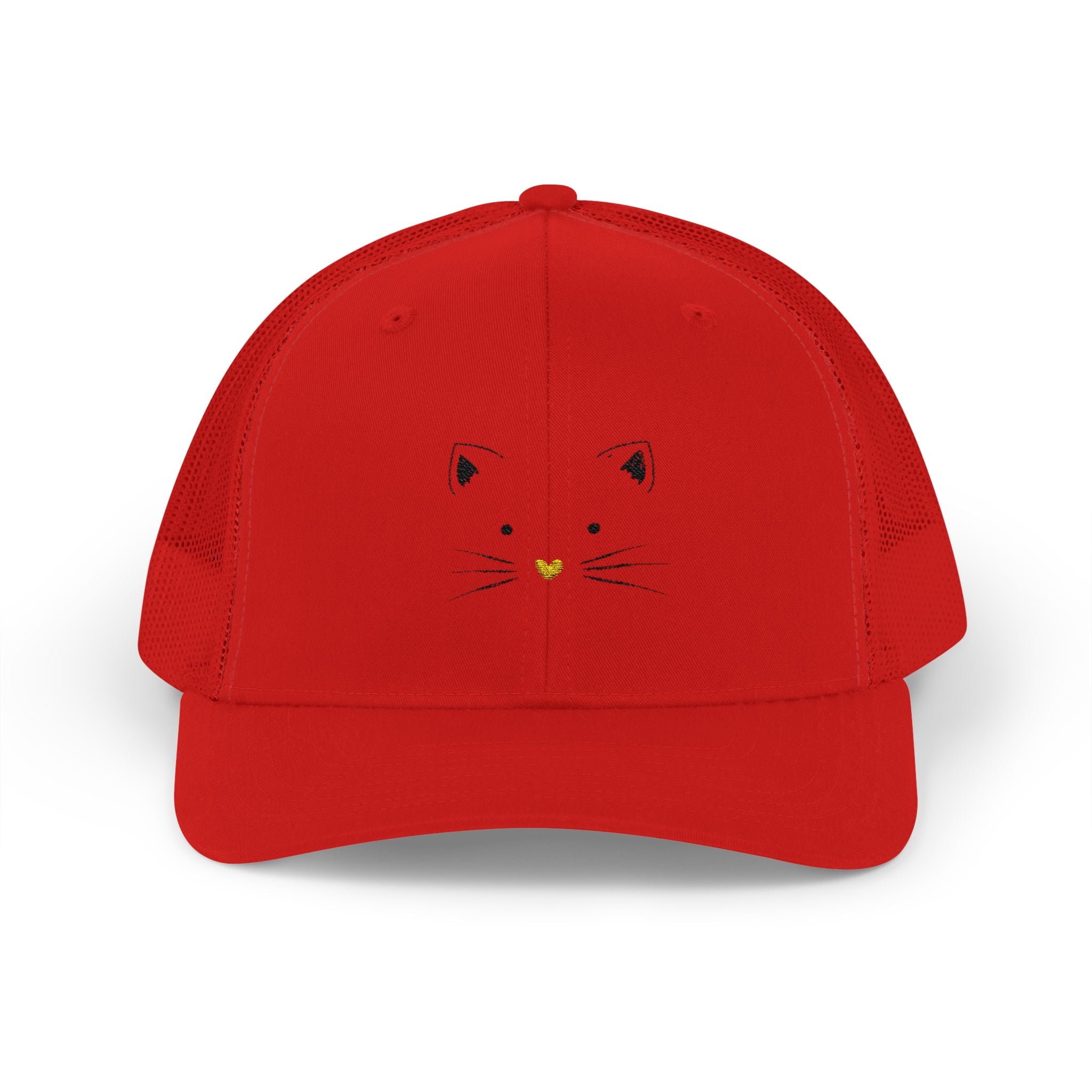 Cat Face Trucker Cap — Minimal Cute Kitty Snapback Hat
